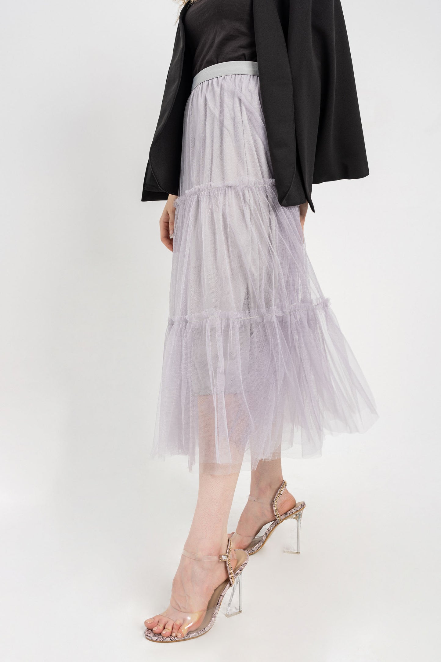 Grey Mesh long skirt