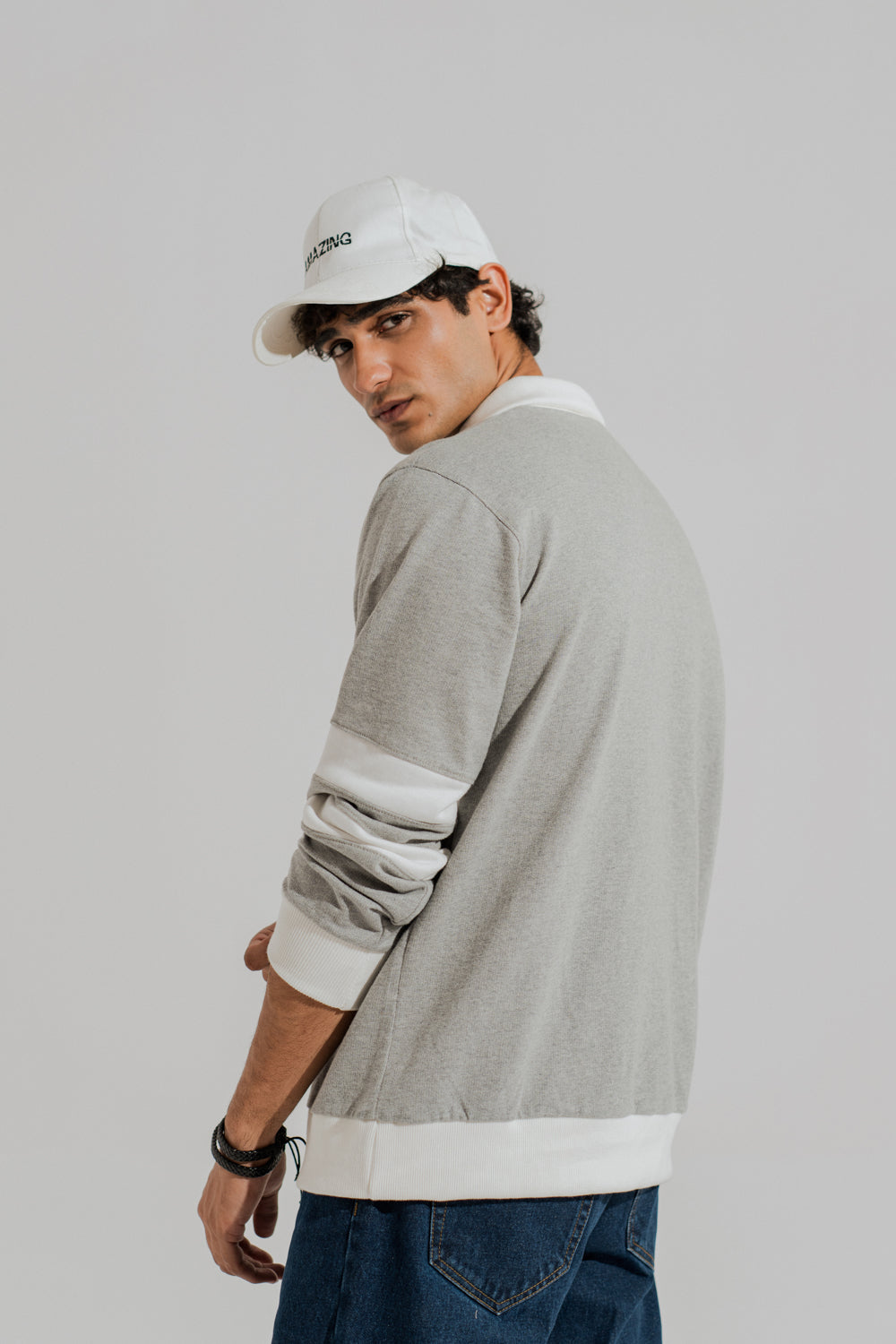 Grey Panelled Oversized Graphic Rugby Polo - Hustle N Holla