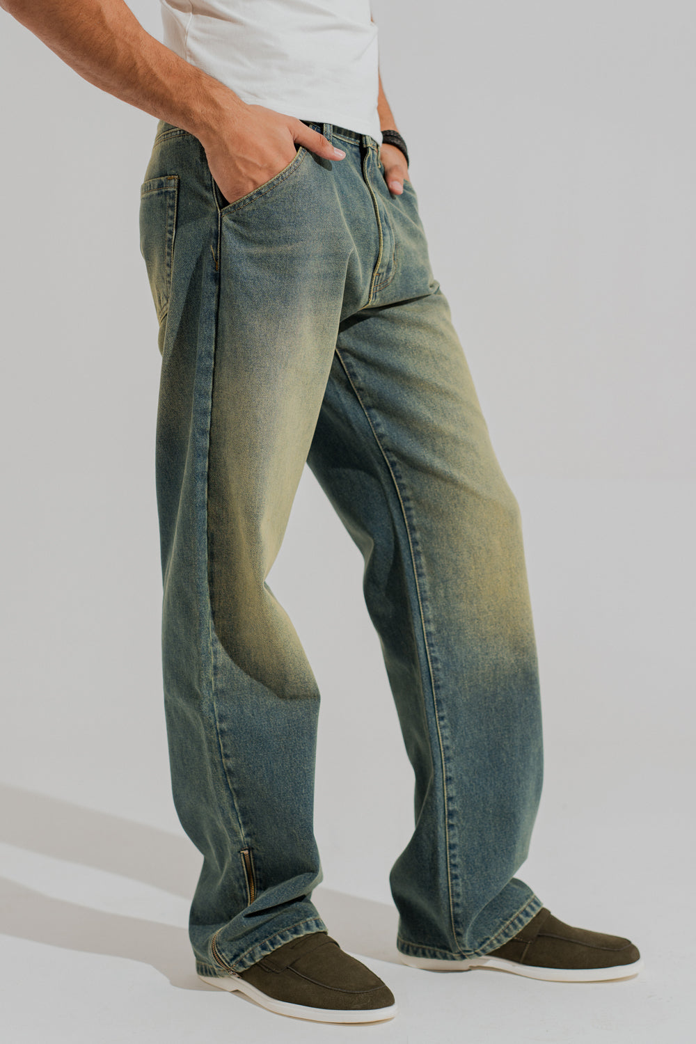 Blue Vintage Straight Fit Denim Jeans - Hustle N Holla