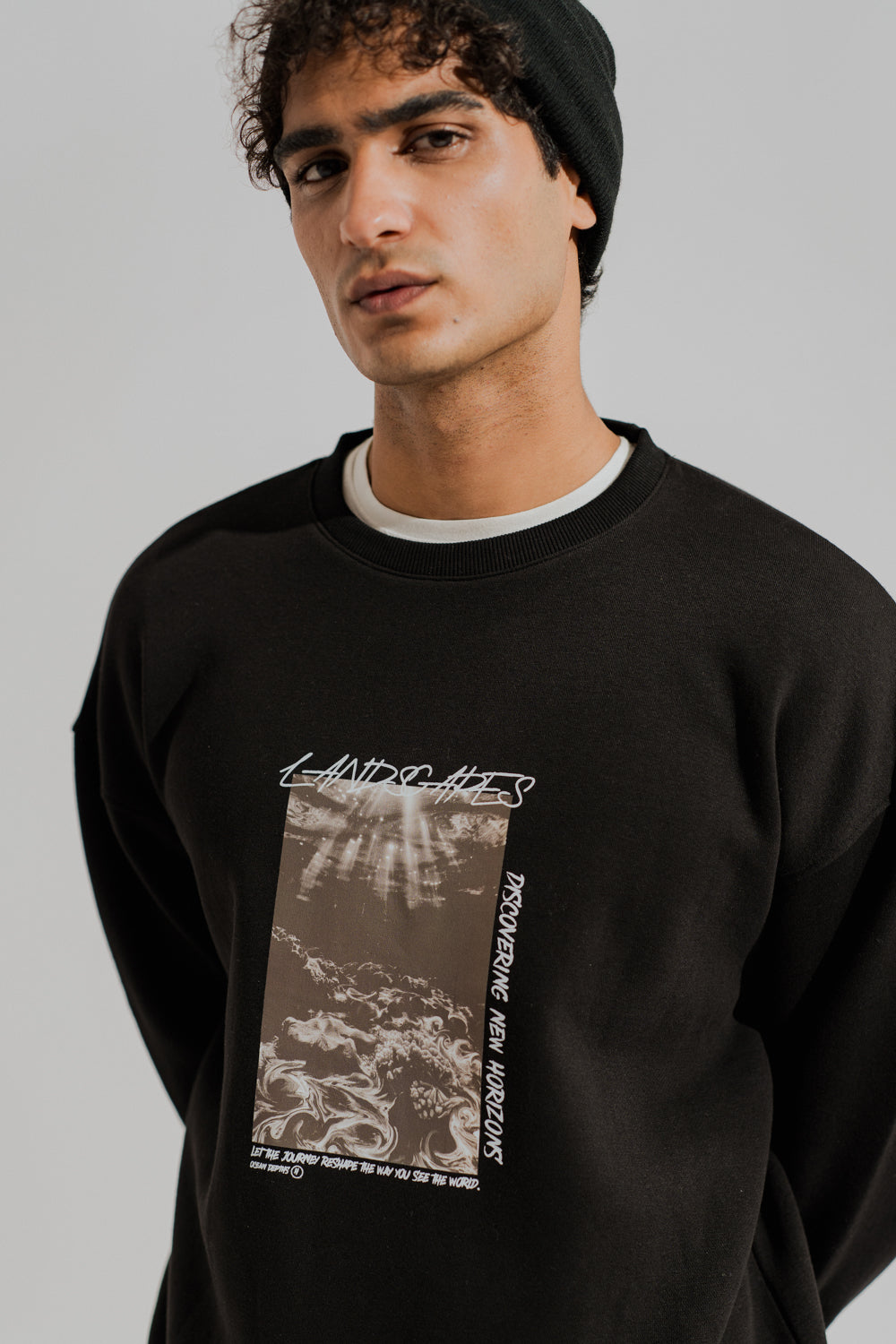 Black Oversized Graphic Sweatshirt