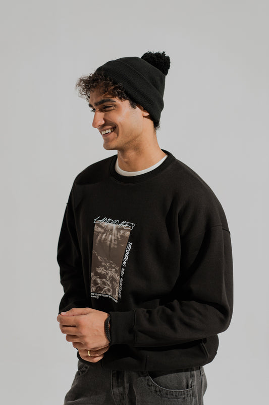 Black Oversized Graphic Sweatshirt - Hustle N Holla