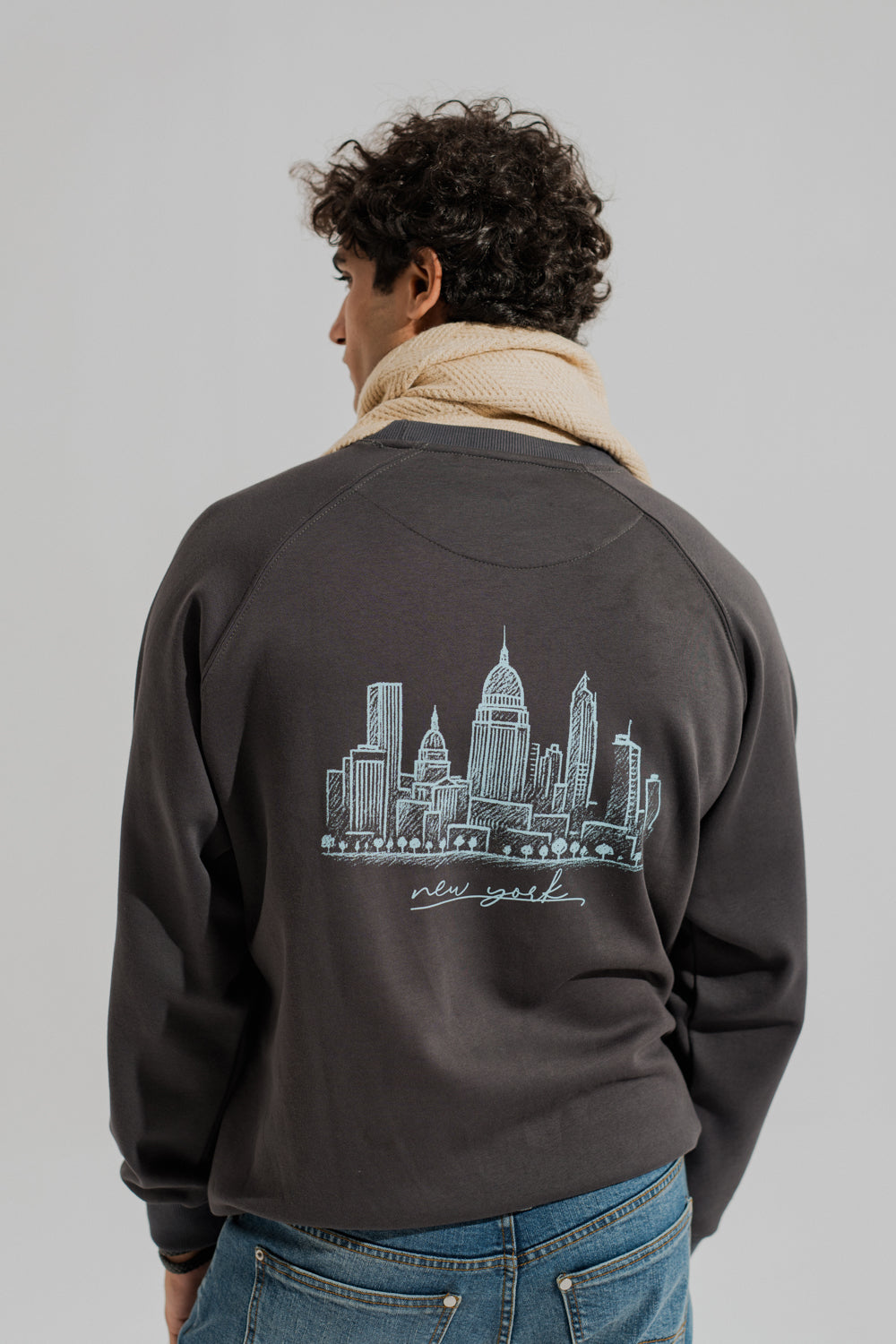 Charcoal Grey Relaxed Fit Raglan Graphic Sweatshirt - Hustle N Holla