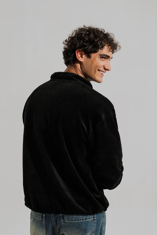 Black Oversized Mock Neck Zipper - Hustle N Holla