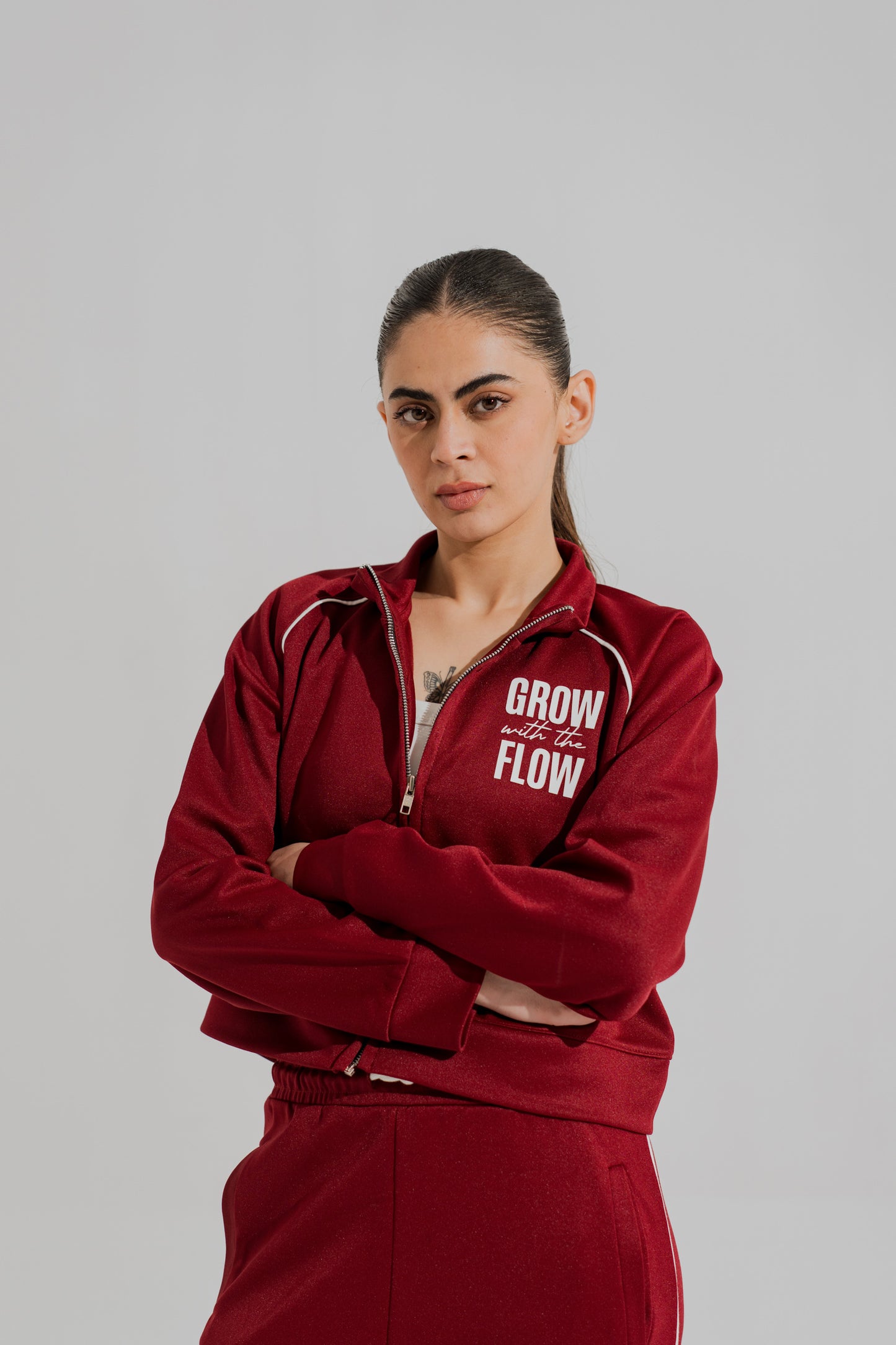 Maroon Regular Fit Mock Neck Zipper - Hustle N Holla