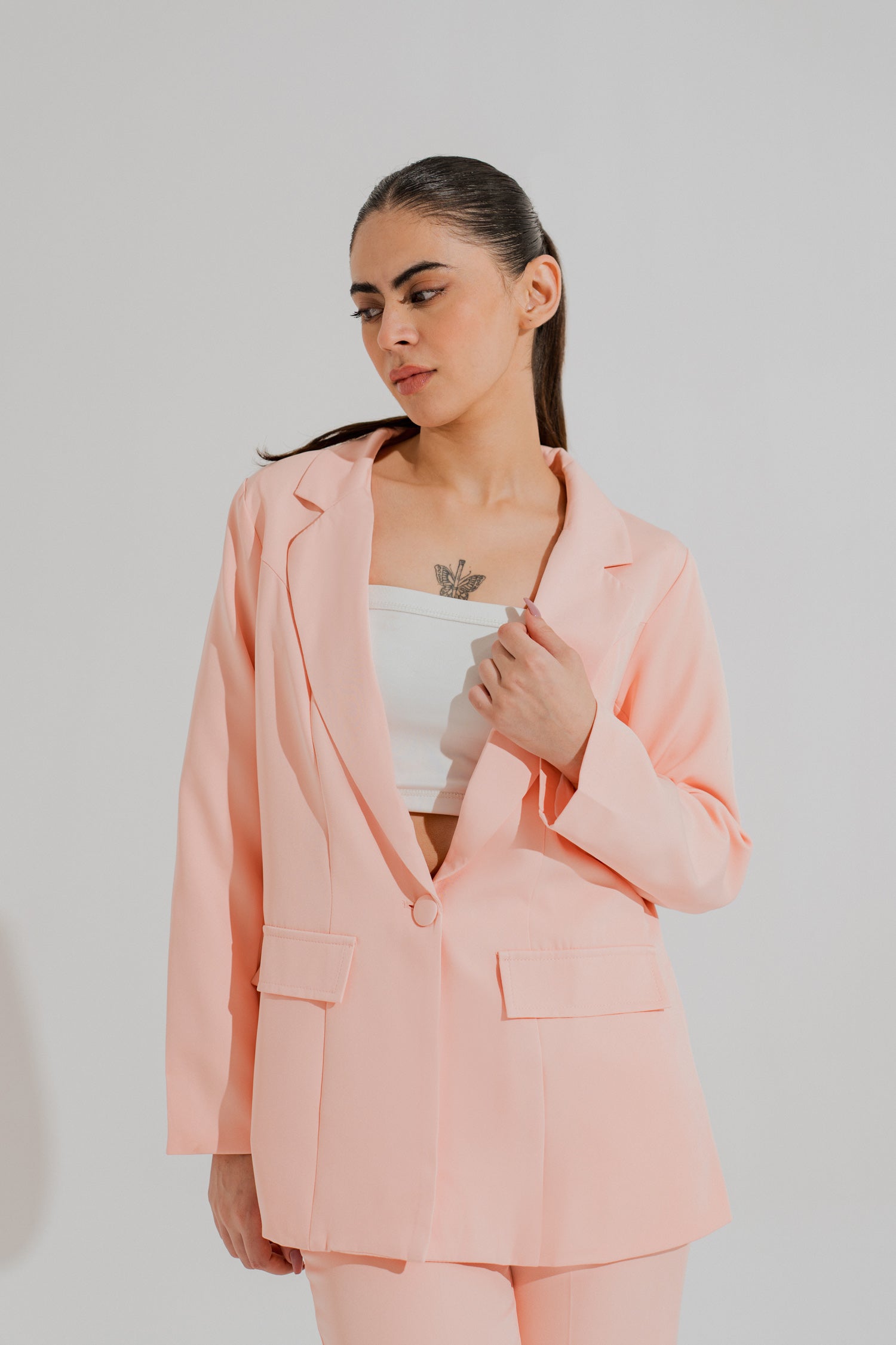 Peach Slim Fit Tailored Blazer - Hustle N Holla