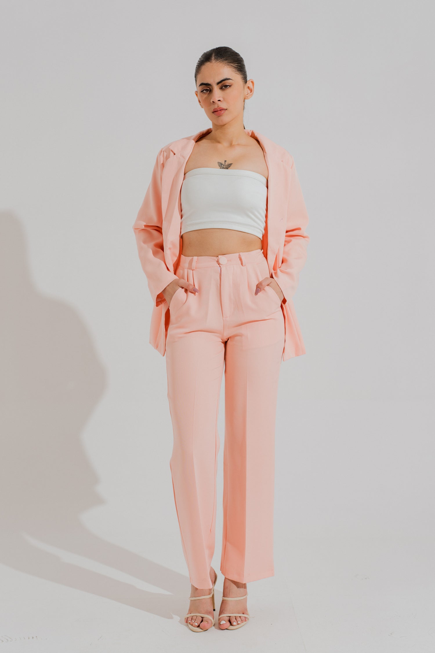 Peach Slim Fit Tailored Pants - Hustle N Holla
