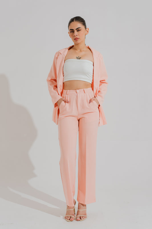 Peach Slim Fit Tailored Pants - Hustle N Holla