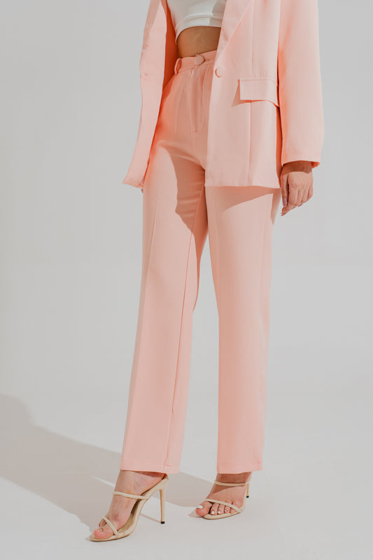 Peach Slim Fit Tailored Pants - Hustle N Holla