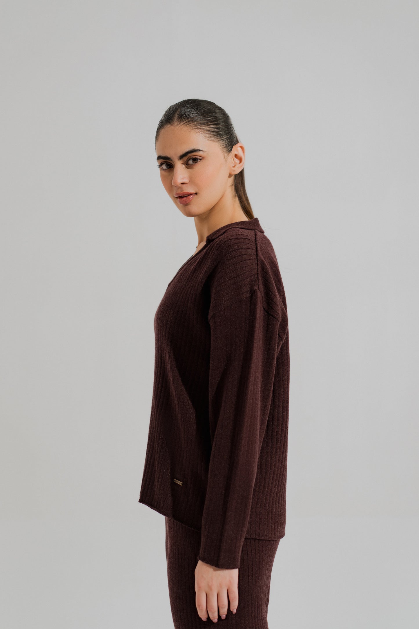 Brown Cropped Relaxed Fit Sweater - Hustle N Holla