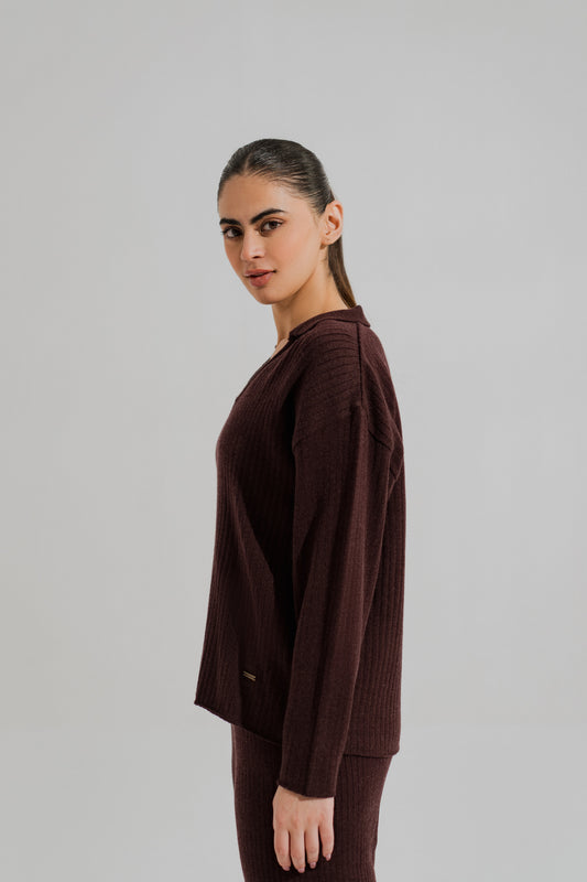 Brown Cropped Relaxed Fit Sweater - Hustle N Holla