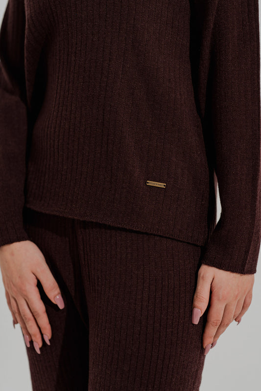 Brown Cropped Relaxed Fit Sweater - Hustle N Holla