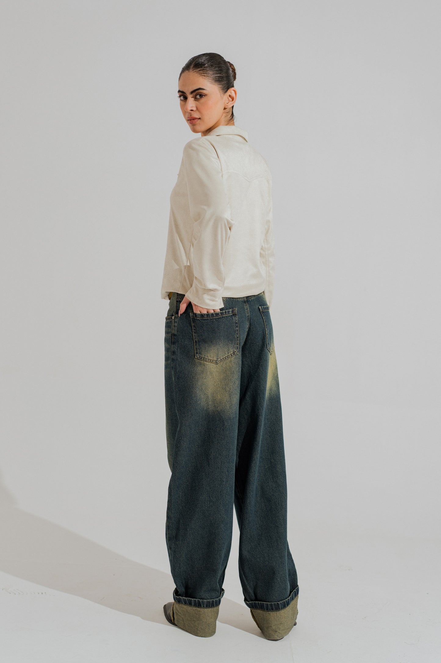 Blue Vintage Wash WIde Leg Denim Jeans - Hustle N Holla