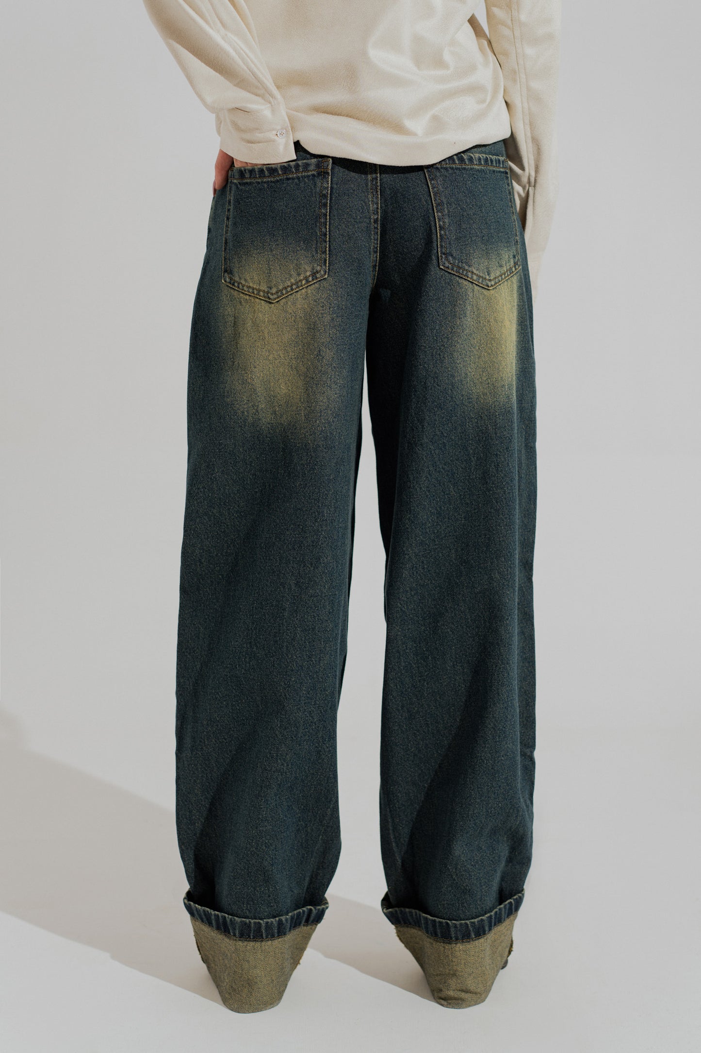 Blue Vintage Wash WIde Leg Denim Jeans - Hustle N Holla