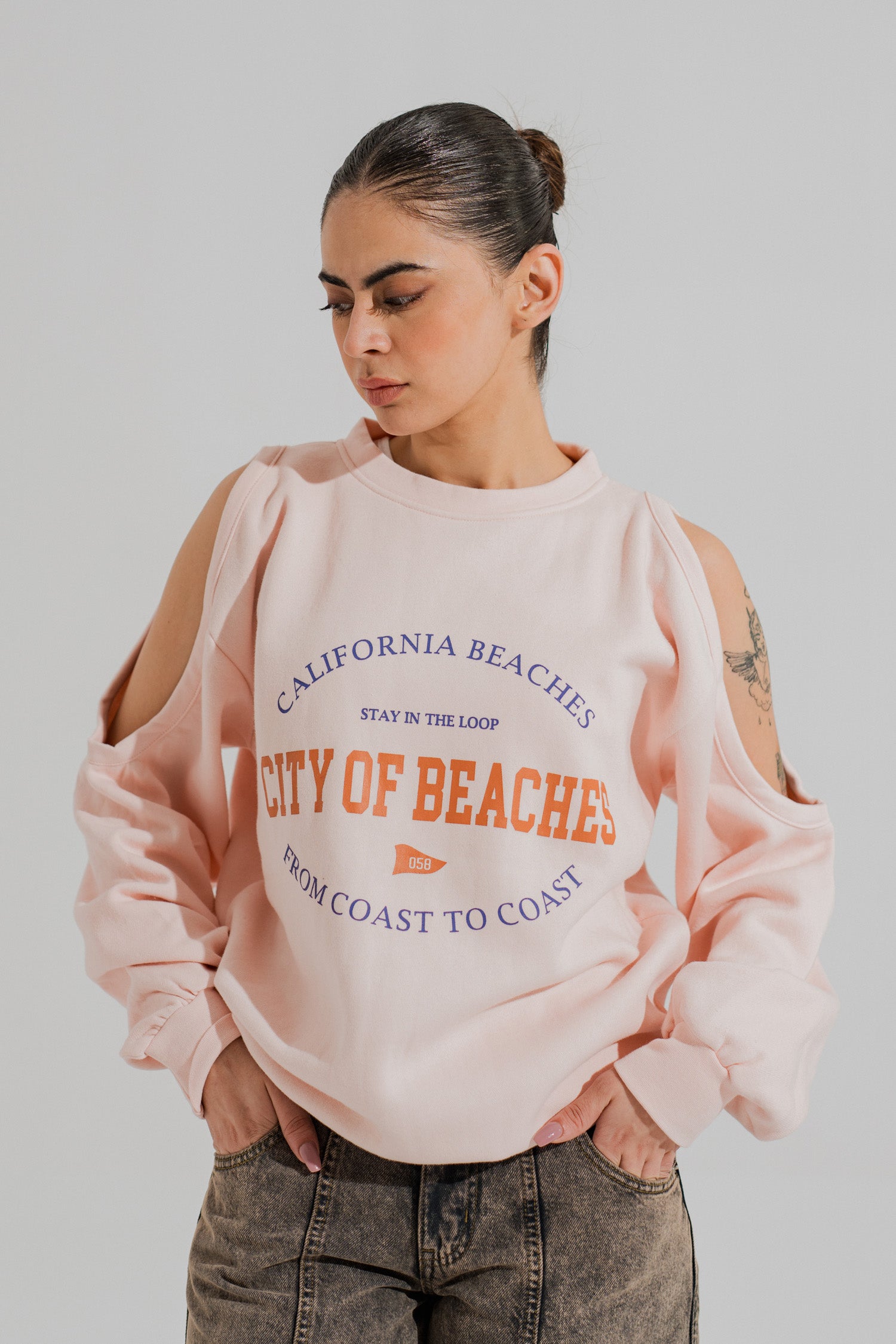 Peach Relaxed Fit Graphic Sweatshirt - Hustle N Holla