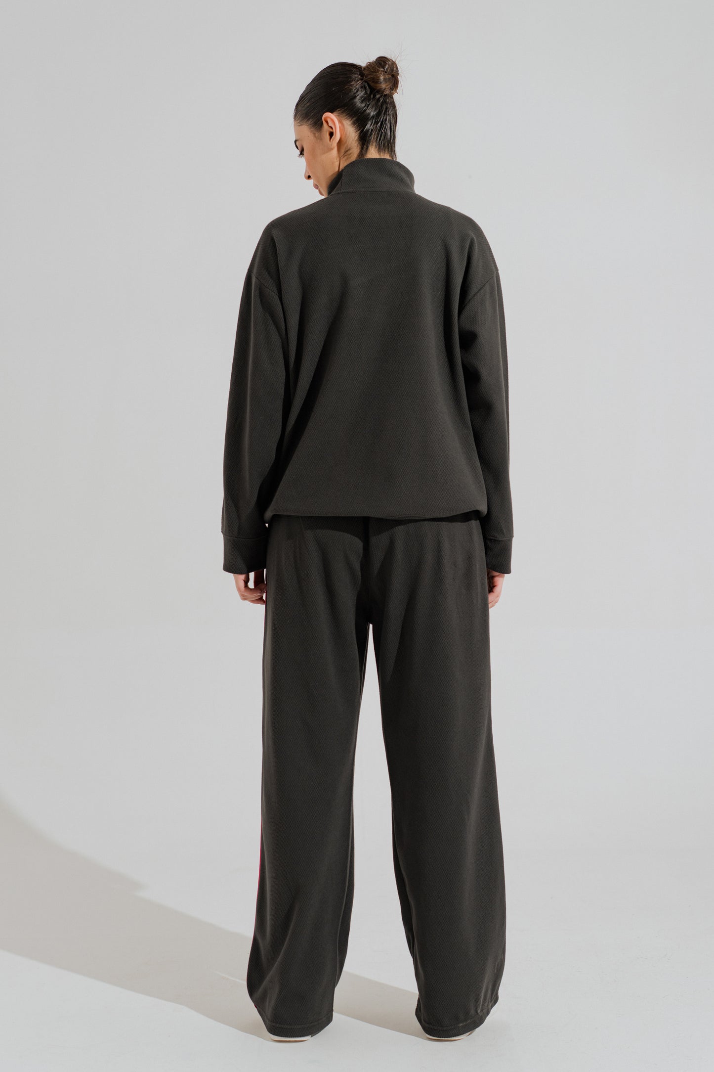 Charcoal High Neck Oversize Cropped Sweatshirt - Hustle N Holla