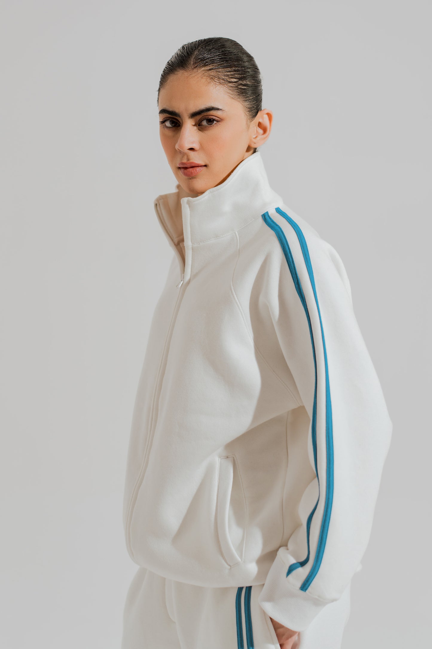 White Relaxed Fit Mock Neck Zipper - Hustle N Holla