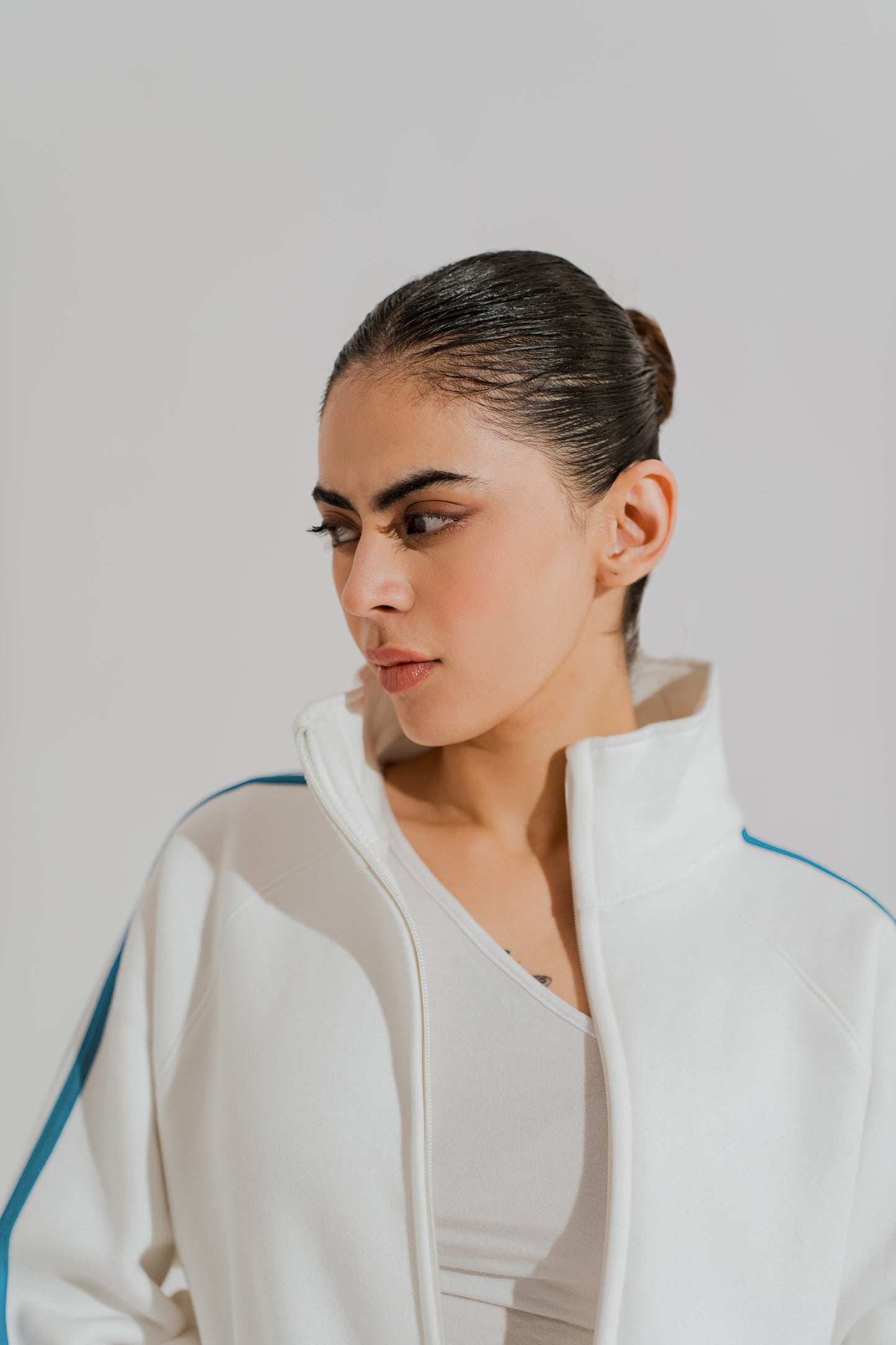 White Relaxed Fit Mock Neck Zipper - Hustle N Holla