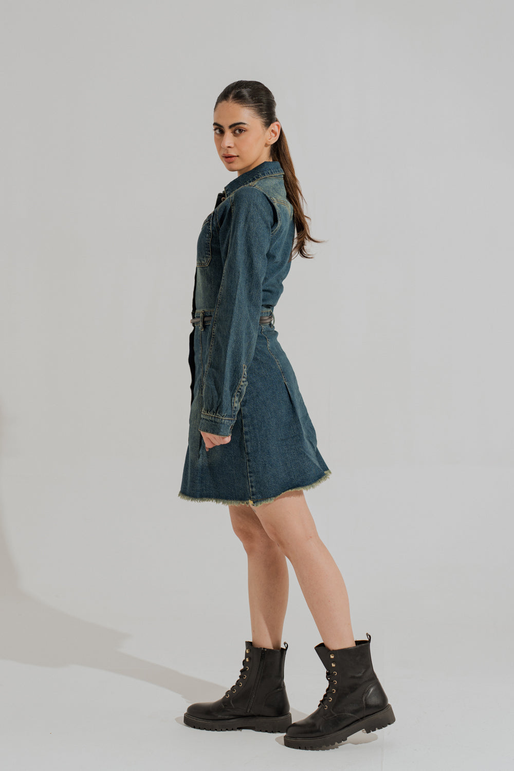 Vintage Wash Mini Denim Dress - Hustle N Holla