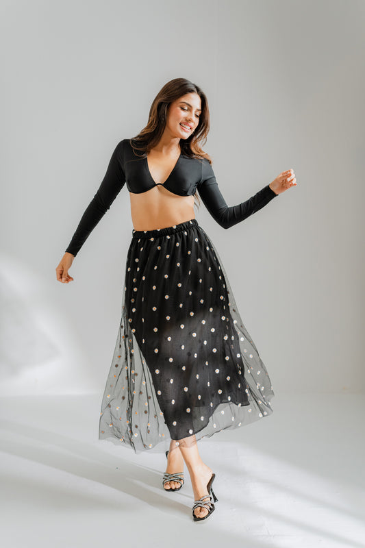 Embroidered Net Skirt - Hustle N Holla