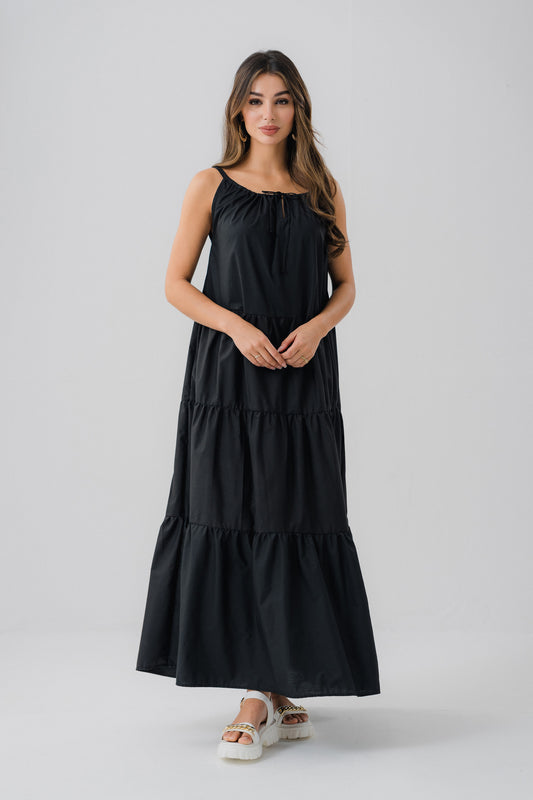 Black Tiered Long Dress