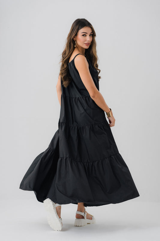 Black Tiered Long Dress