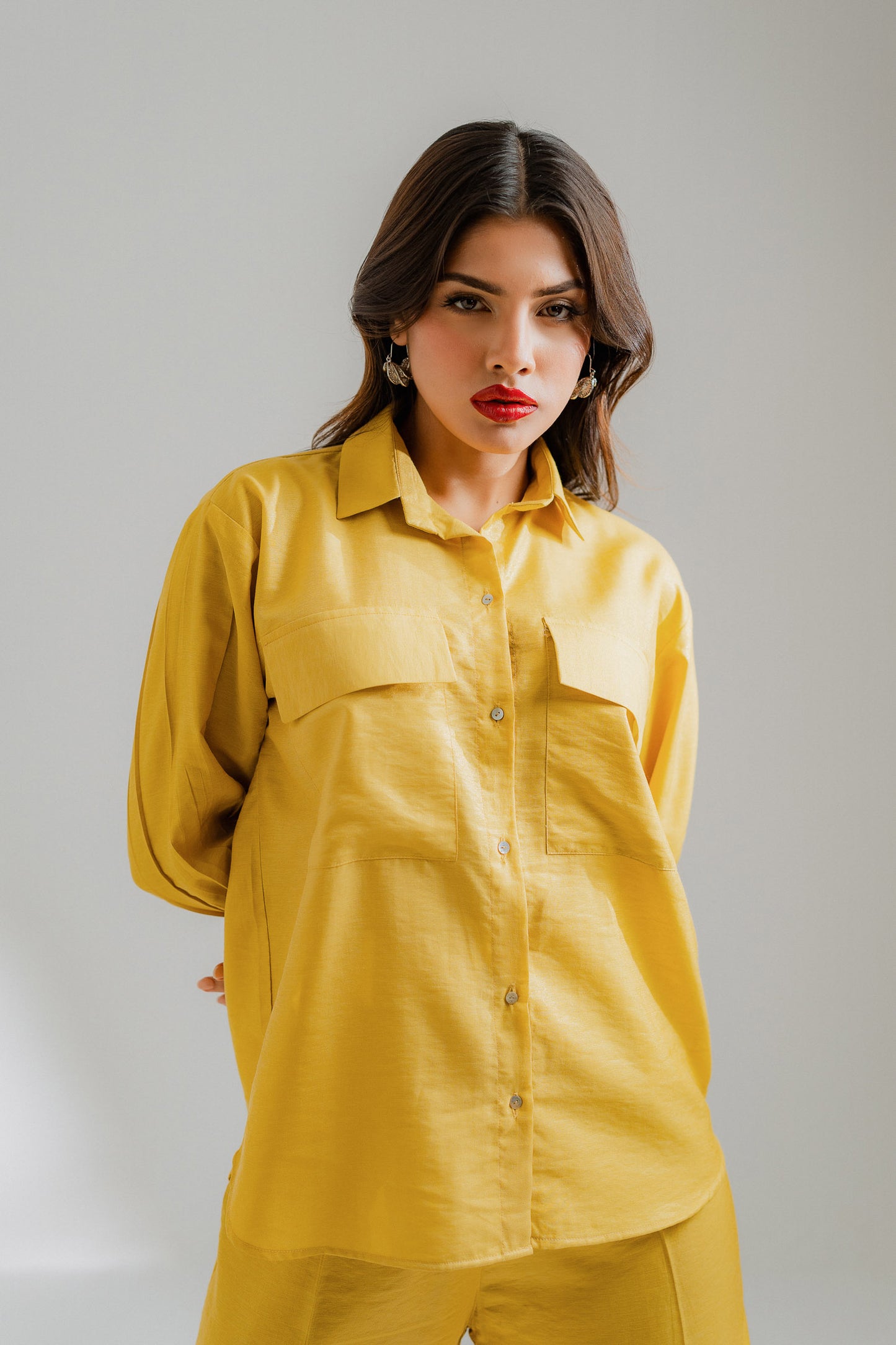 Mustard Shirt with Double Pockets - Hustle N Holla