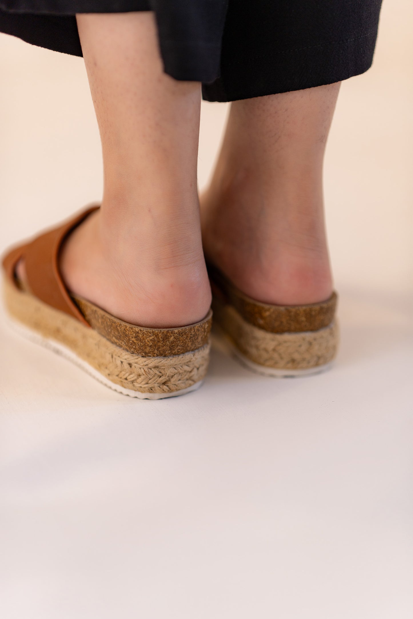 Camel Crossover Strap Wedge Slides - Hustle N Holla