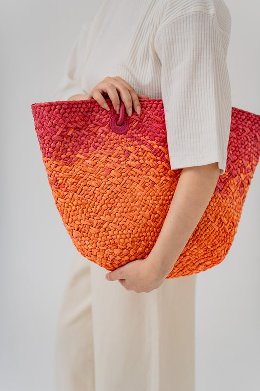 Pink Boho Straw Beach Tote - Hustle N Holla