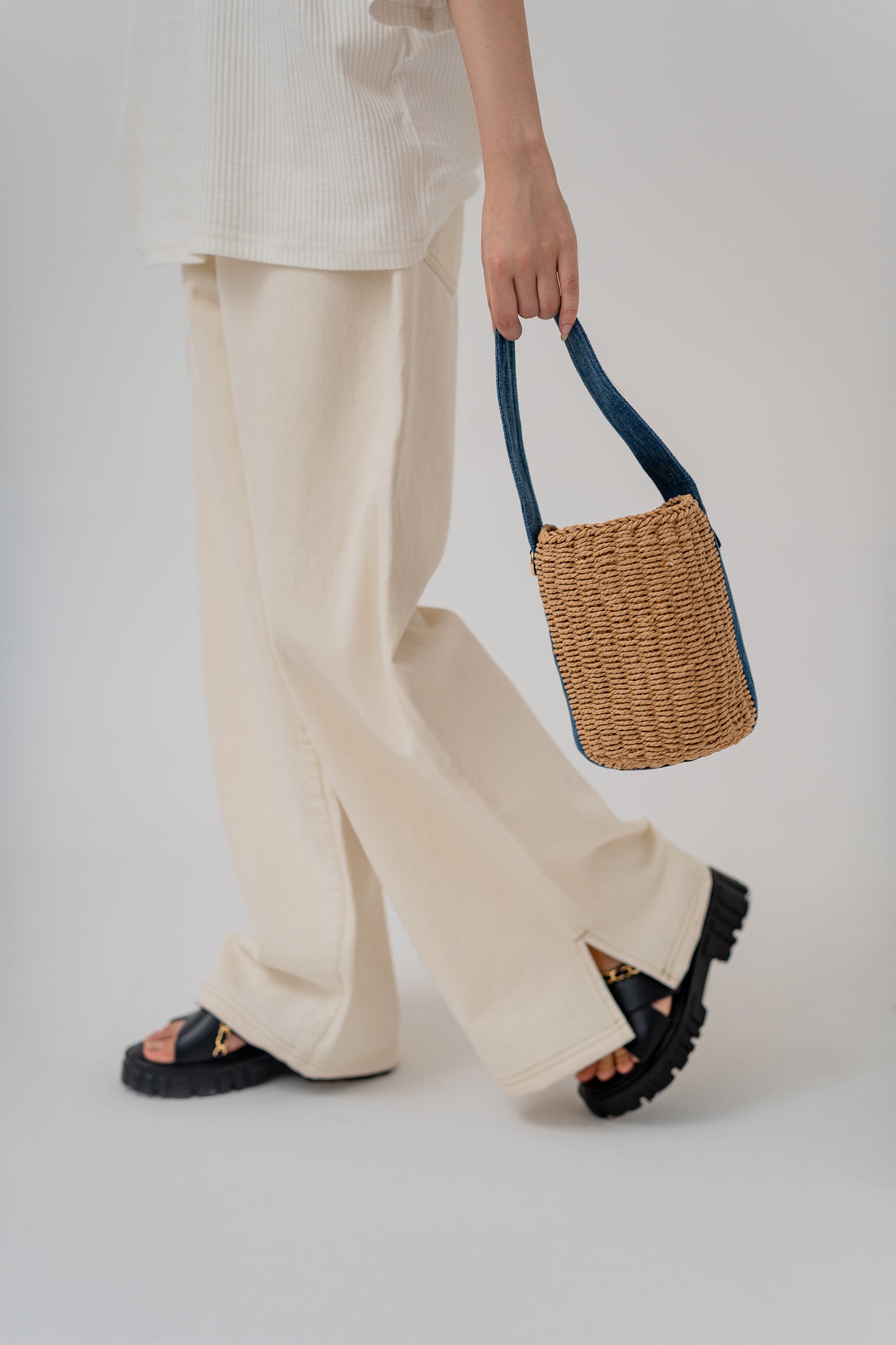 Denim Strap Basket Bag - Hustle N Holla