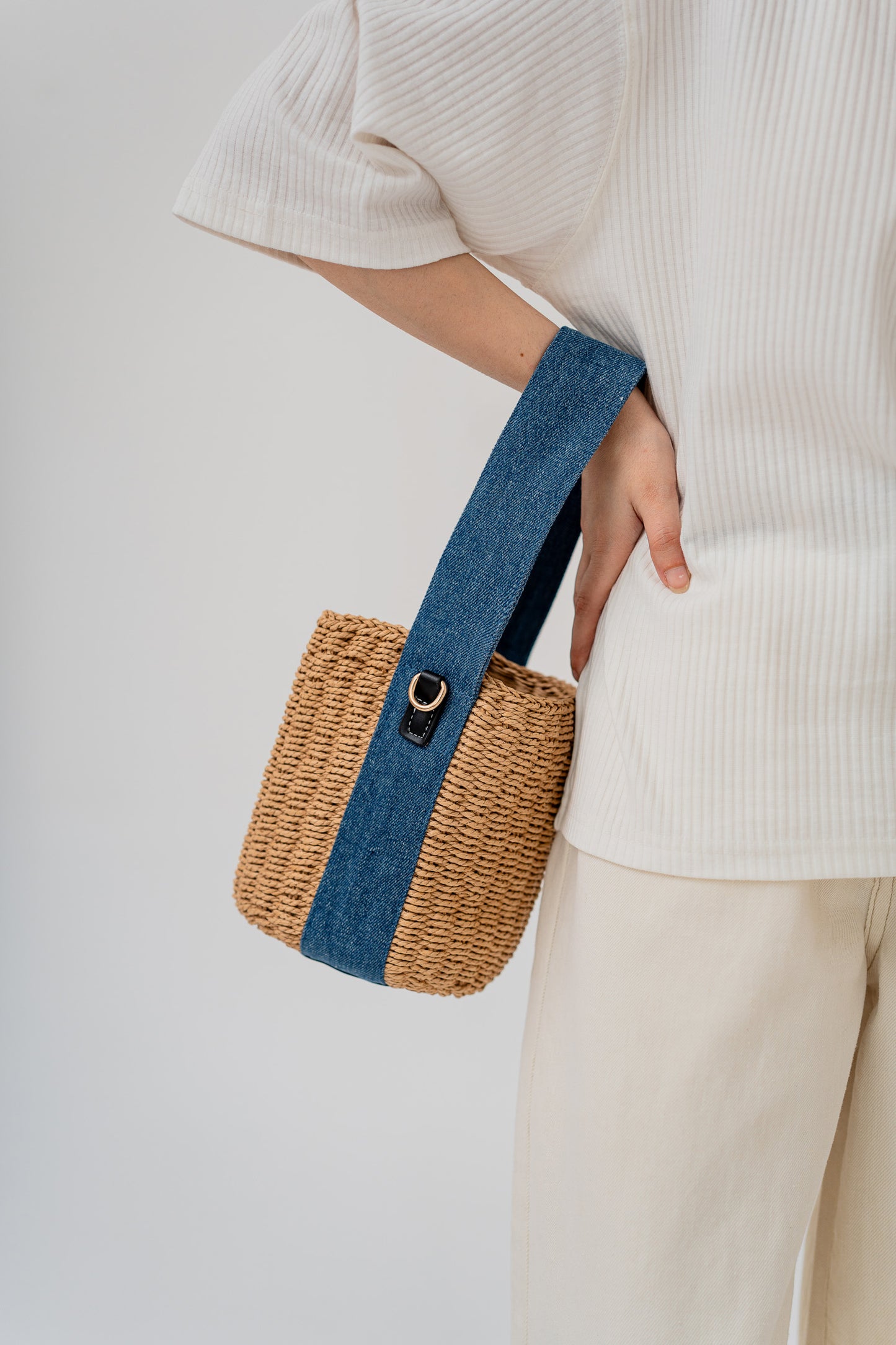 Denim Strap Basket Bag - Hustle N Holla