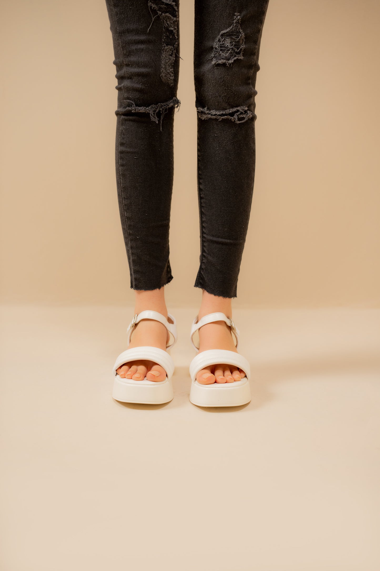 White Strappy Chunky Sandals