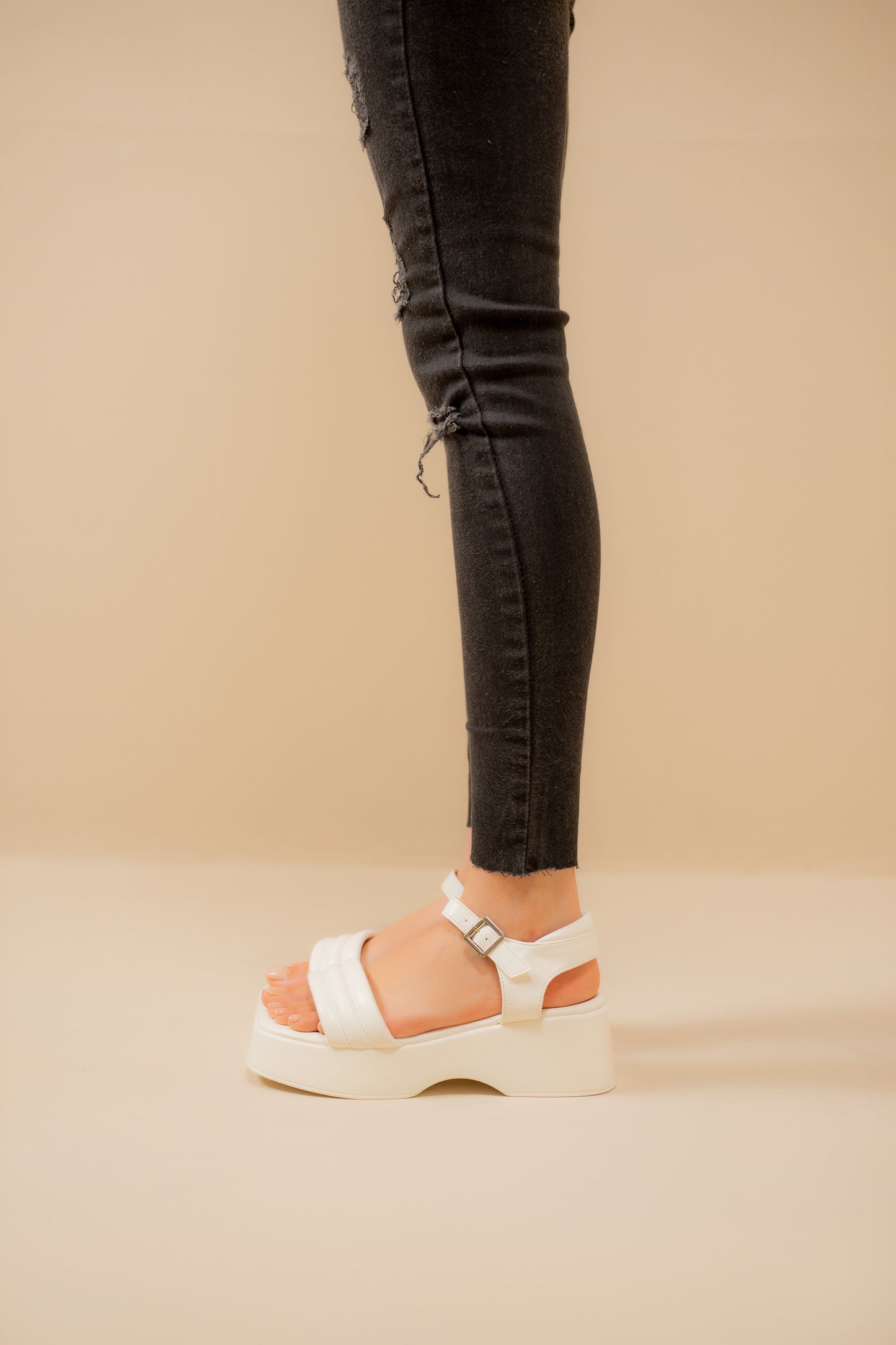 White Strappy Chunky Sandals