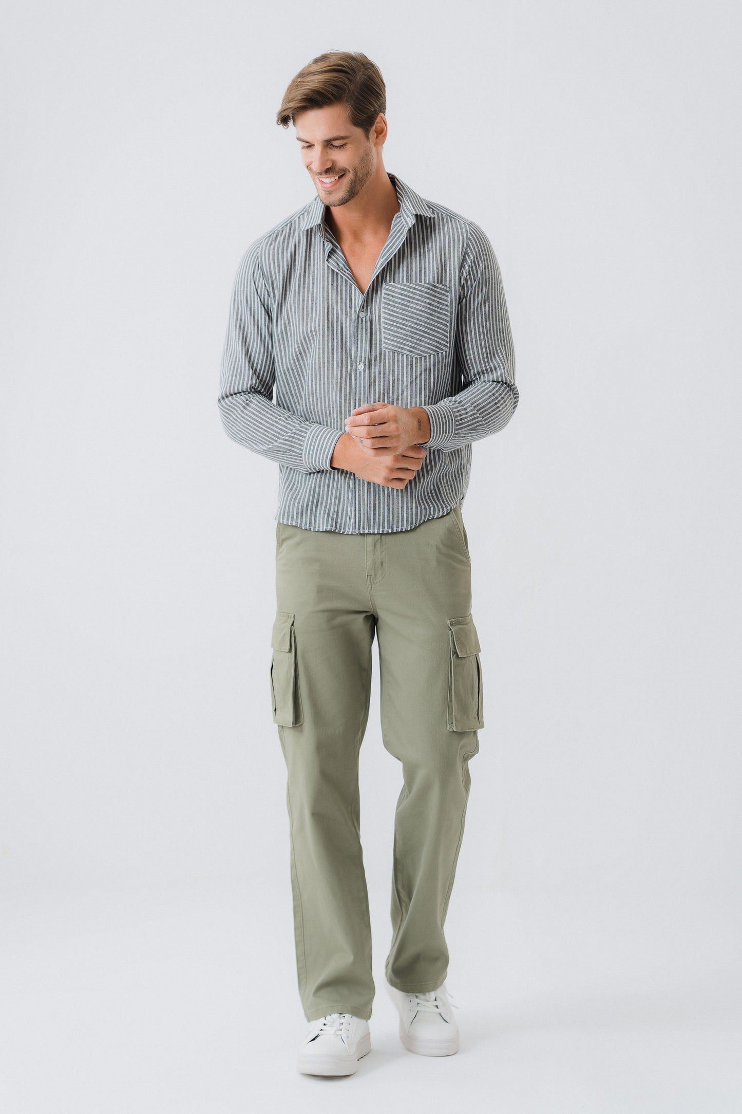 Black Relax Fit Striped Shirt - Hustle N Holla