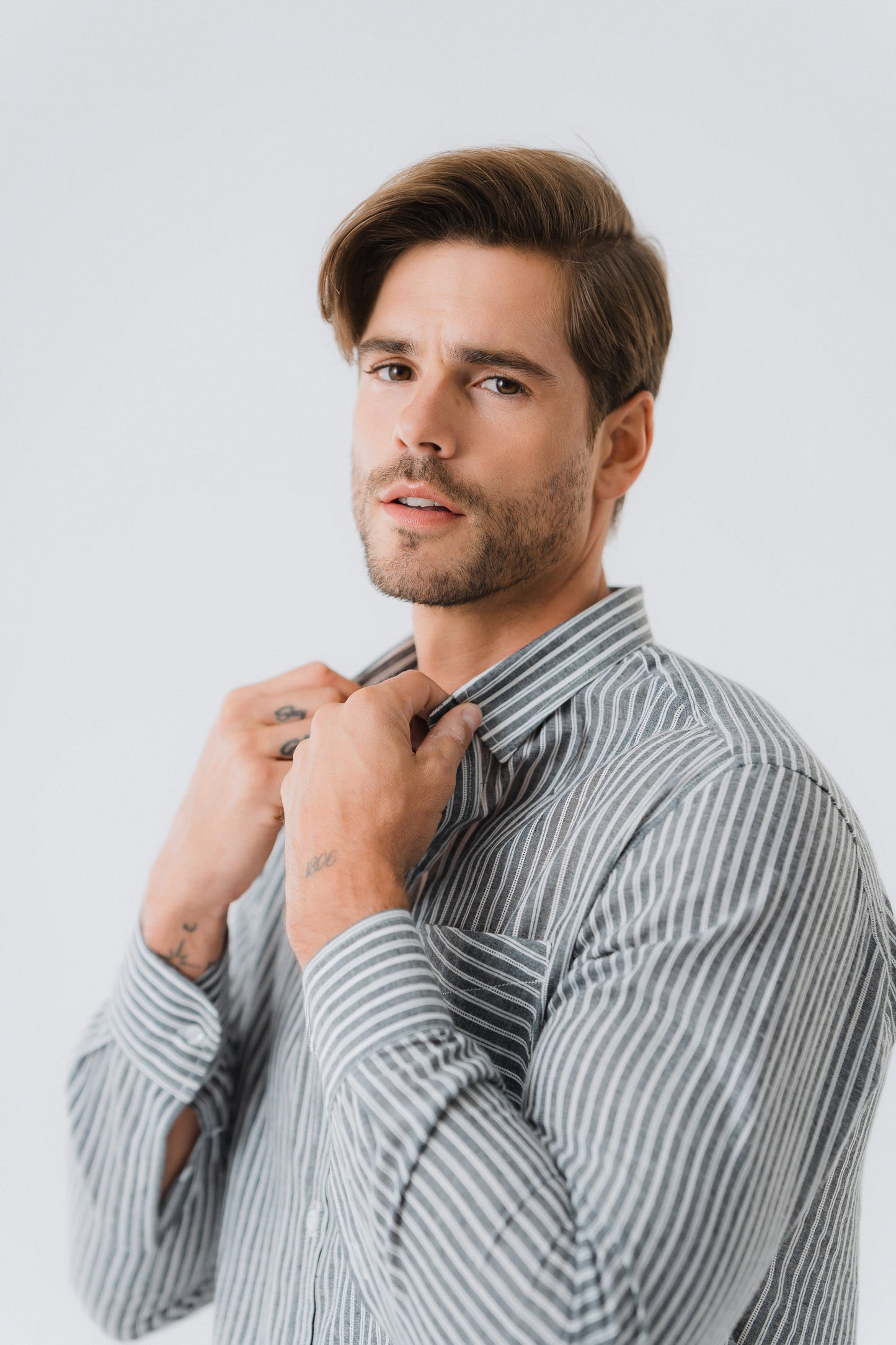 Black Relax Fit Striped Shirt - Hustle N Holla