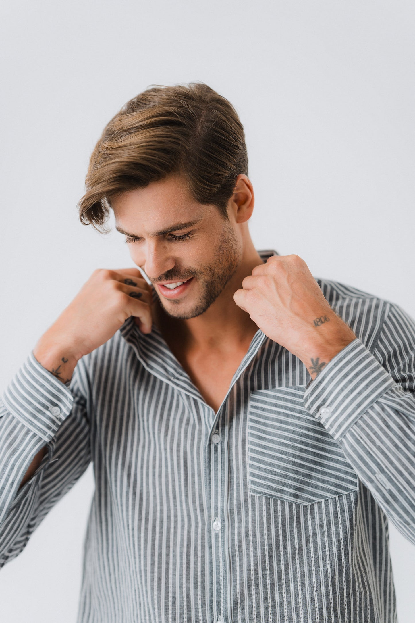 Black Relax Fit Striped Shirt - Hustle N Holla