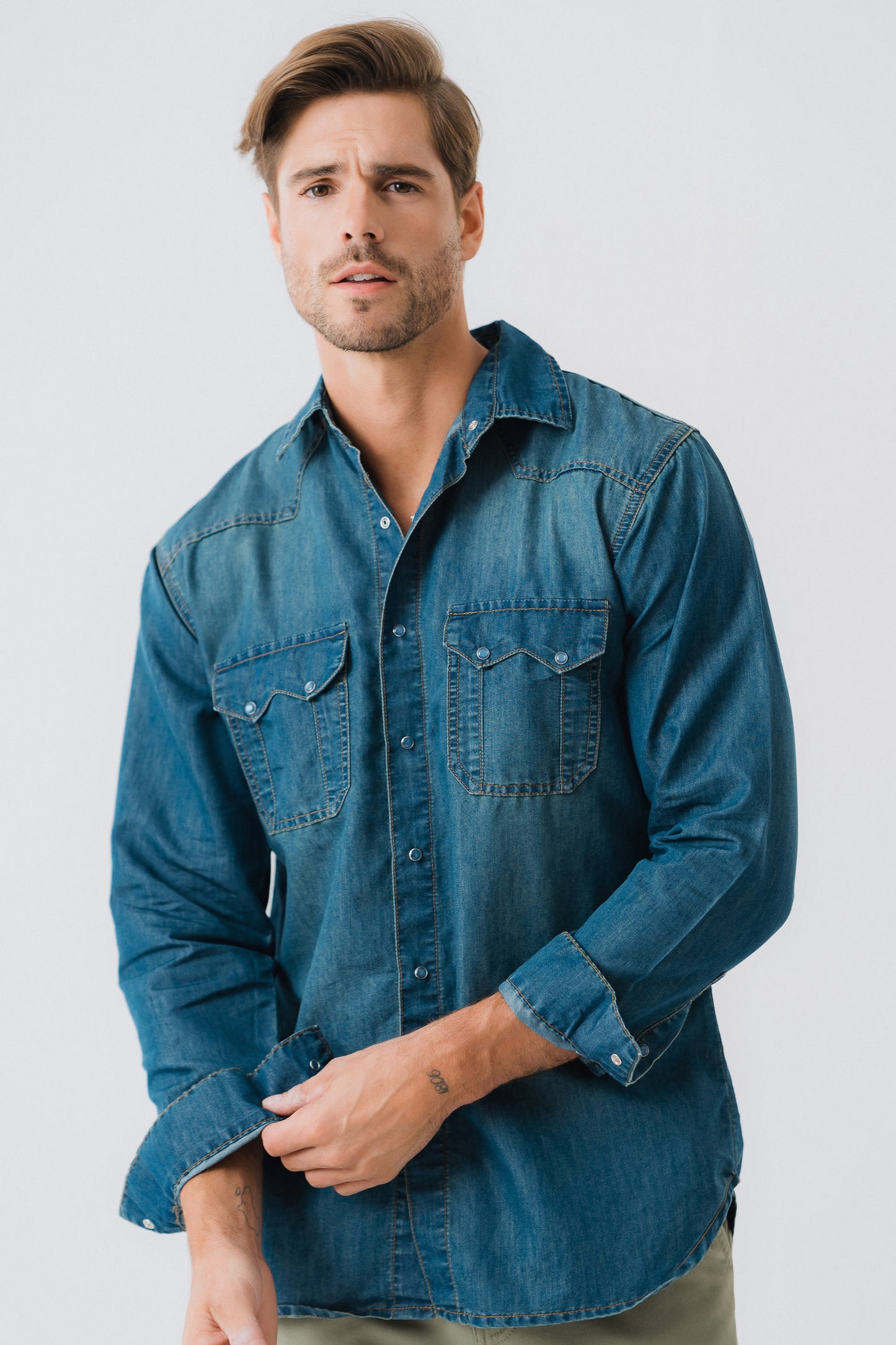 Vintage Blue Wash Chambray Shirt - Hustle N Holla