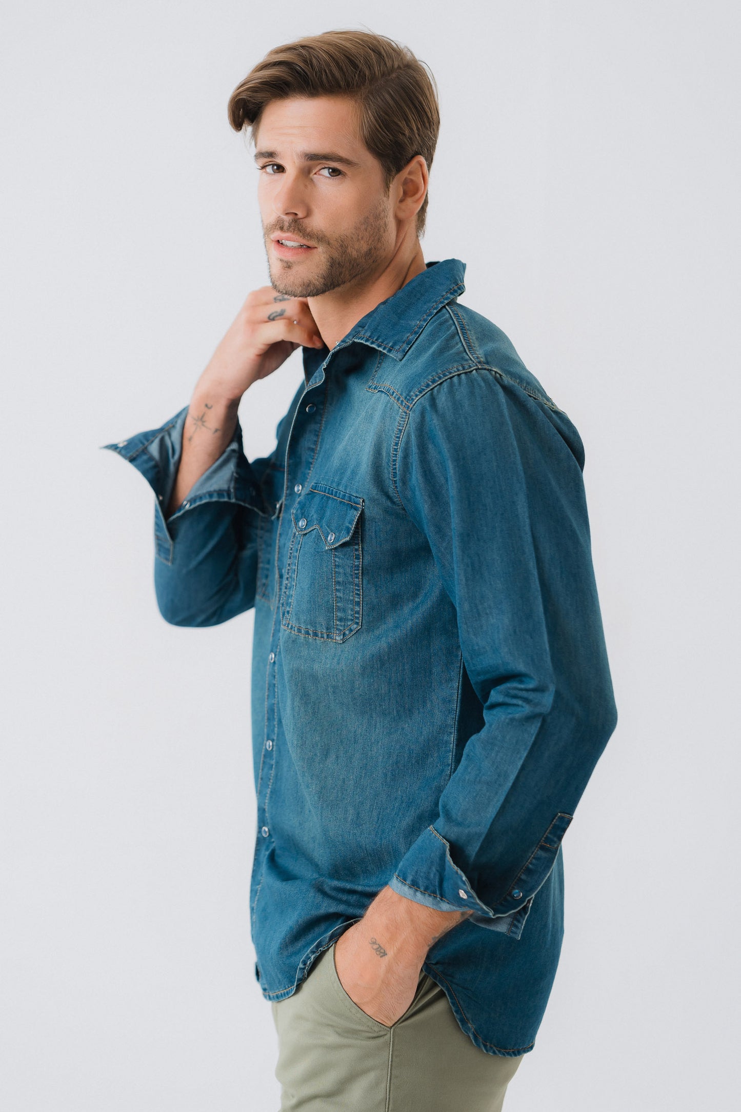 Vintage Blue Wash Chambray Shirt - Hustle N Holla