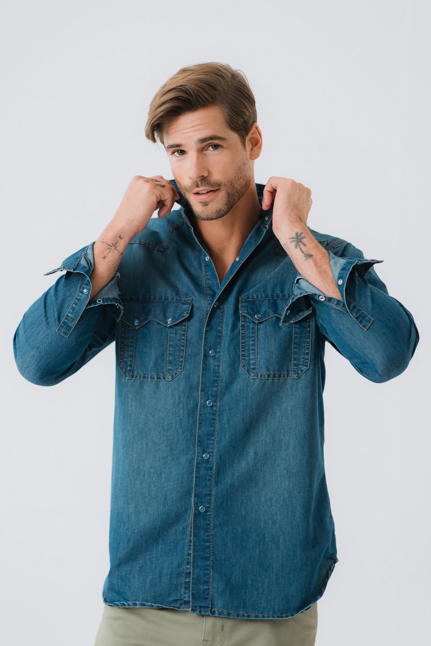 Vintage Blue Wash Chambray Shirt - Hustle N Holla