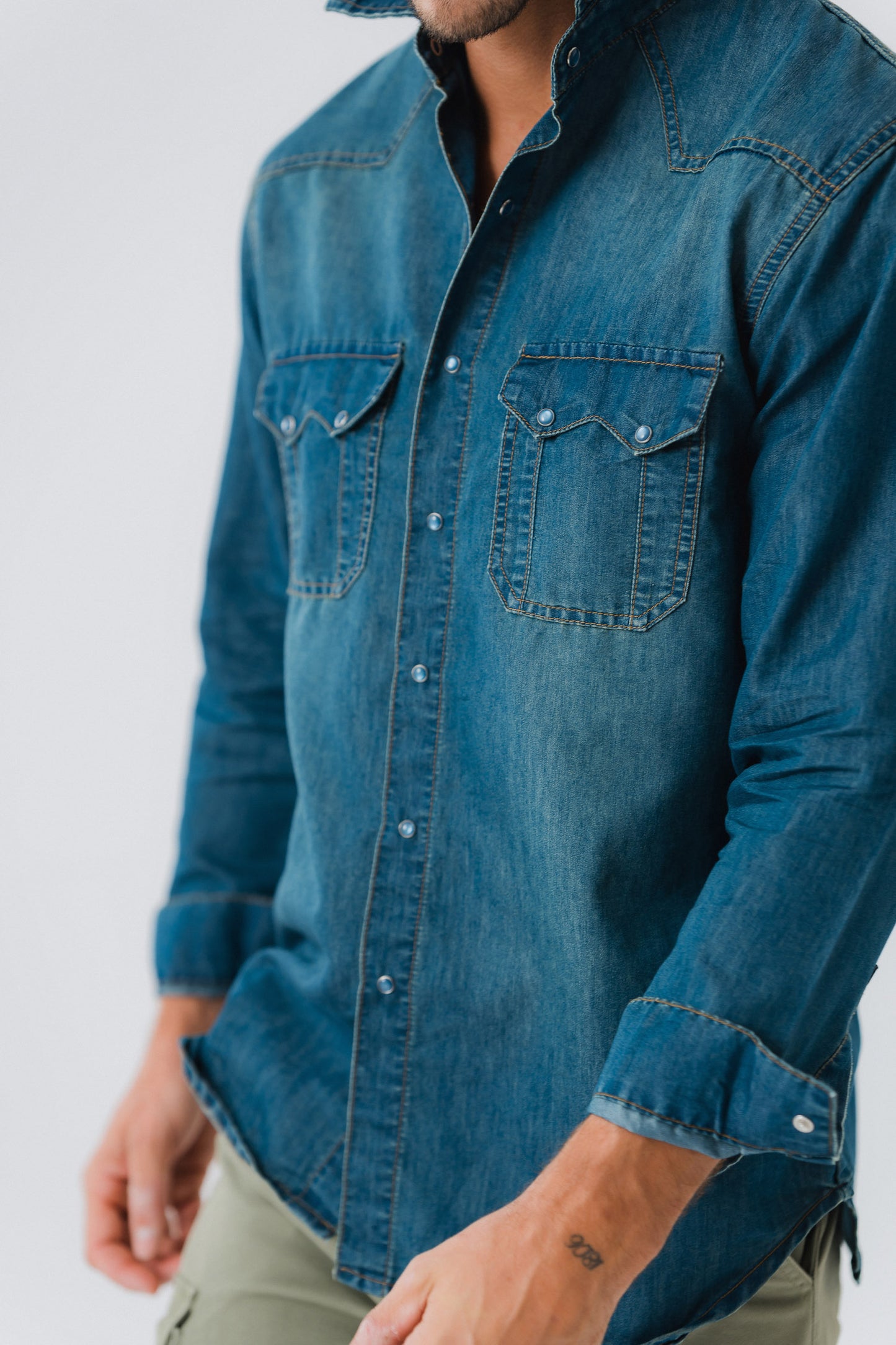 Vintage Blue Wash Chambray Shirt - Hustle N Holla