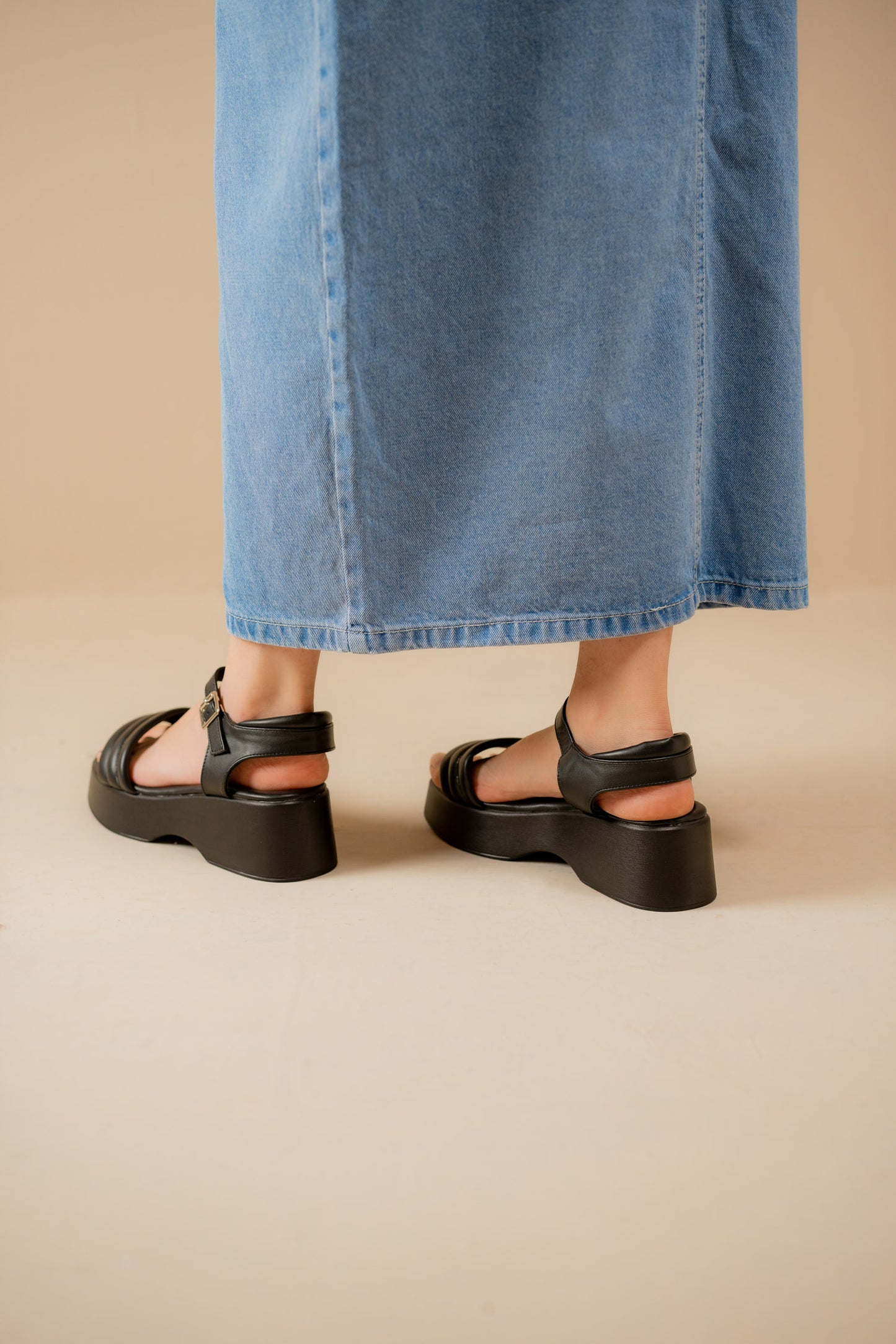 Black Strappy Chunky Sandals