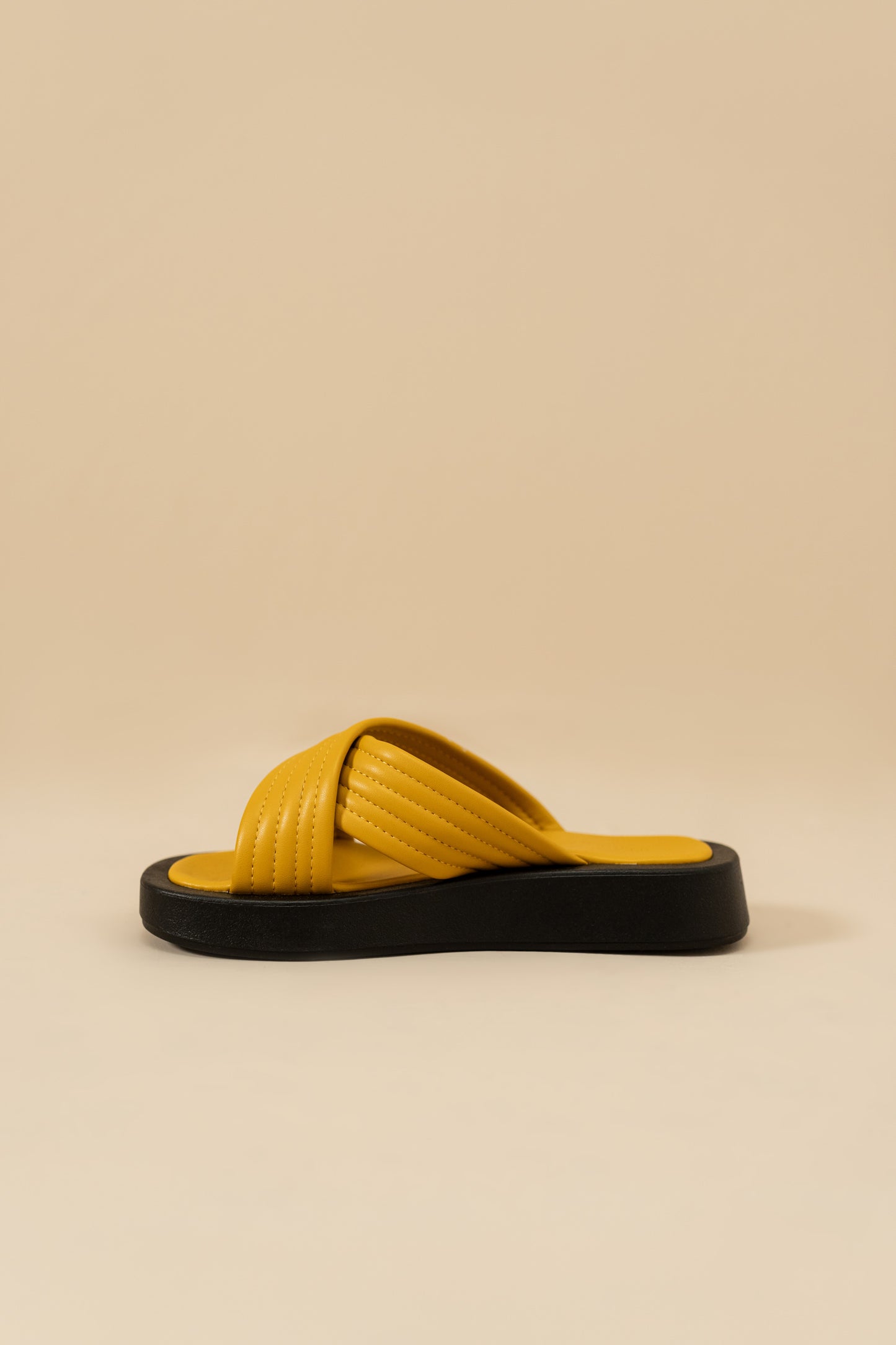 Yellow Criss-Cross Chunky Flats
