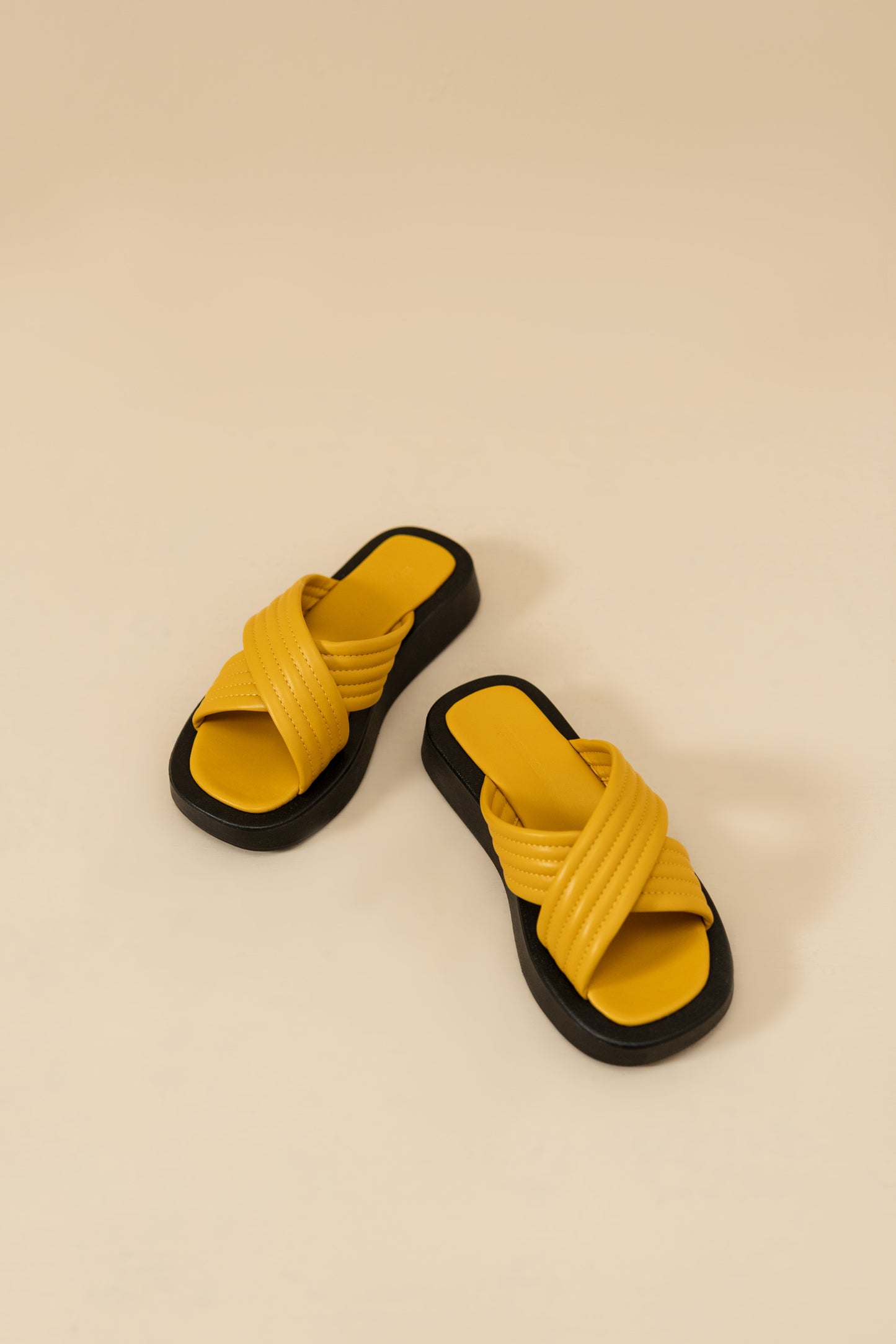 Yellow Criss-Cross Chunky Flats