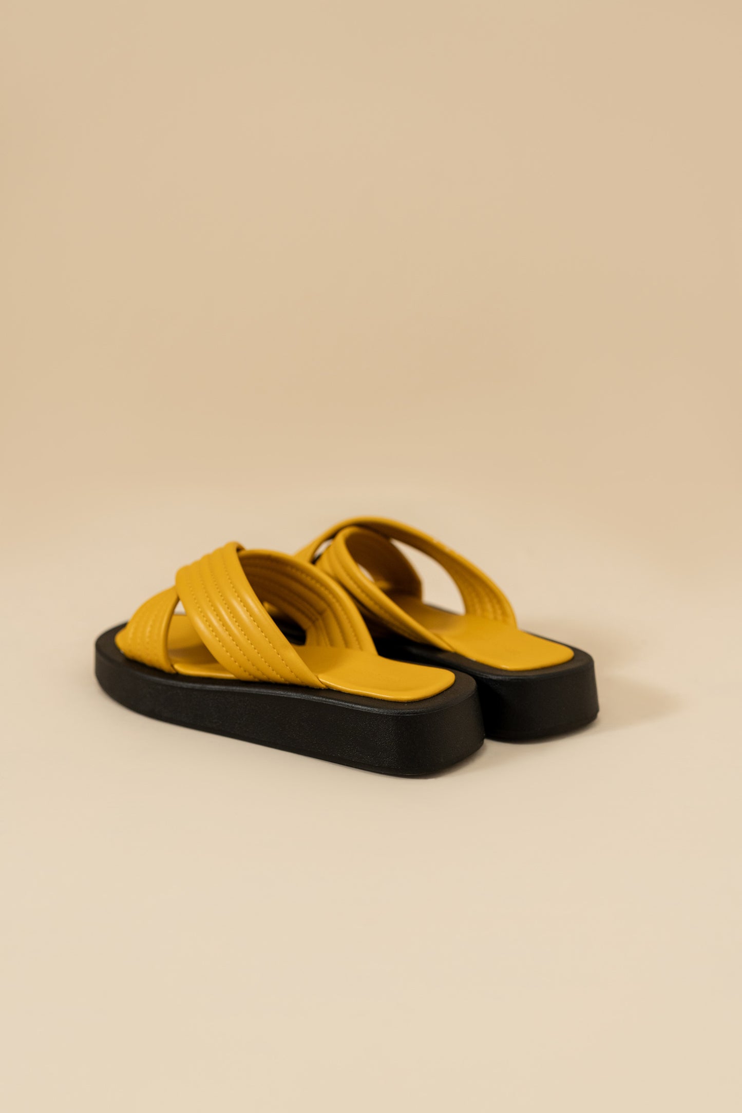 Yellow Criss-Cross Chunky Flats