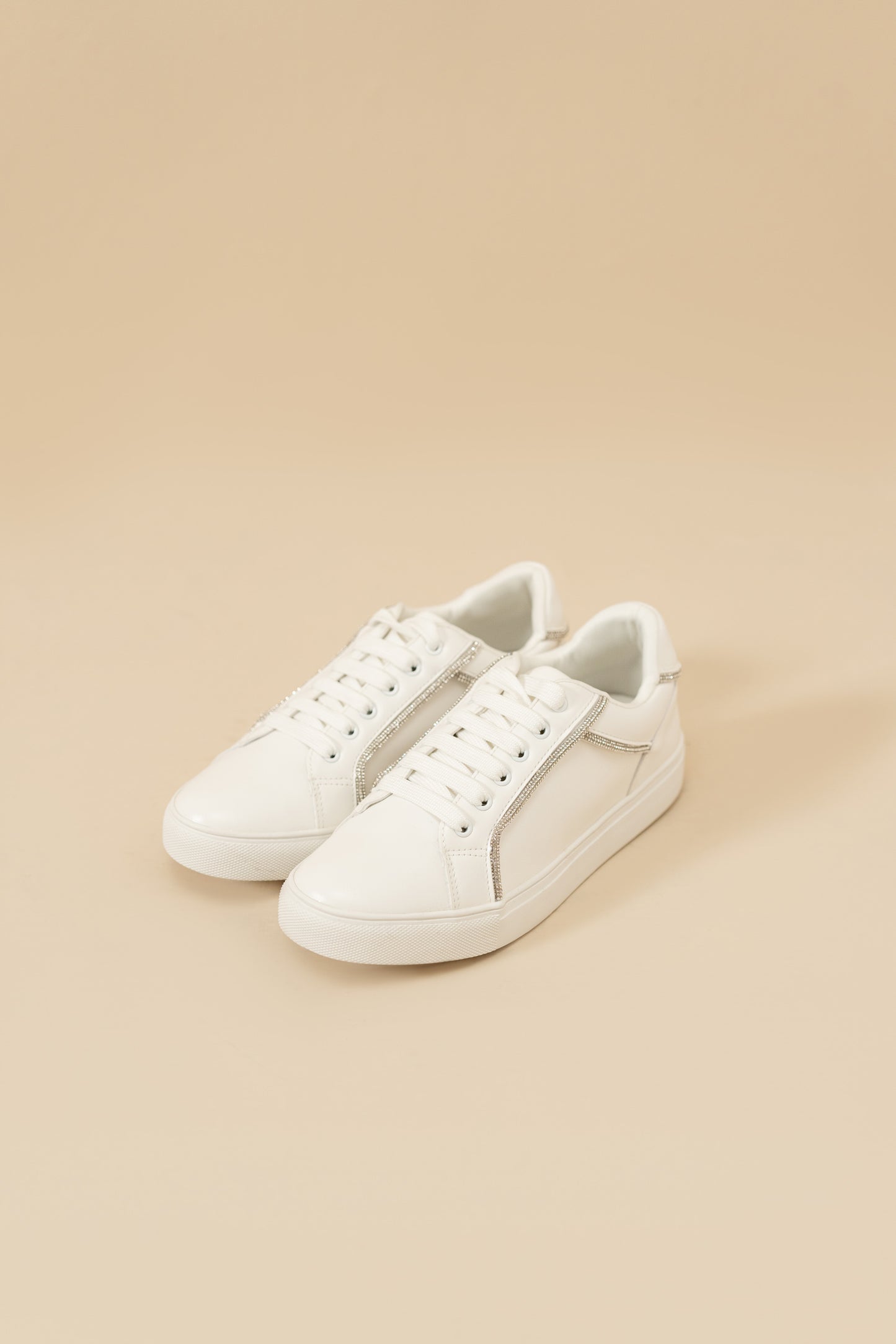 White Sneakers with Rhinestone detail