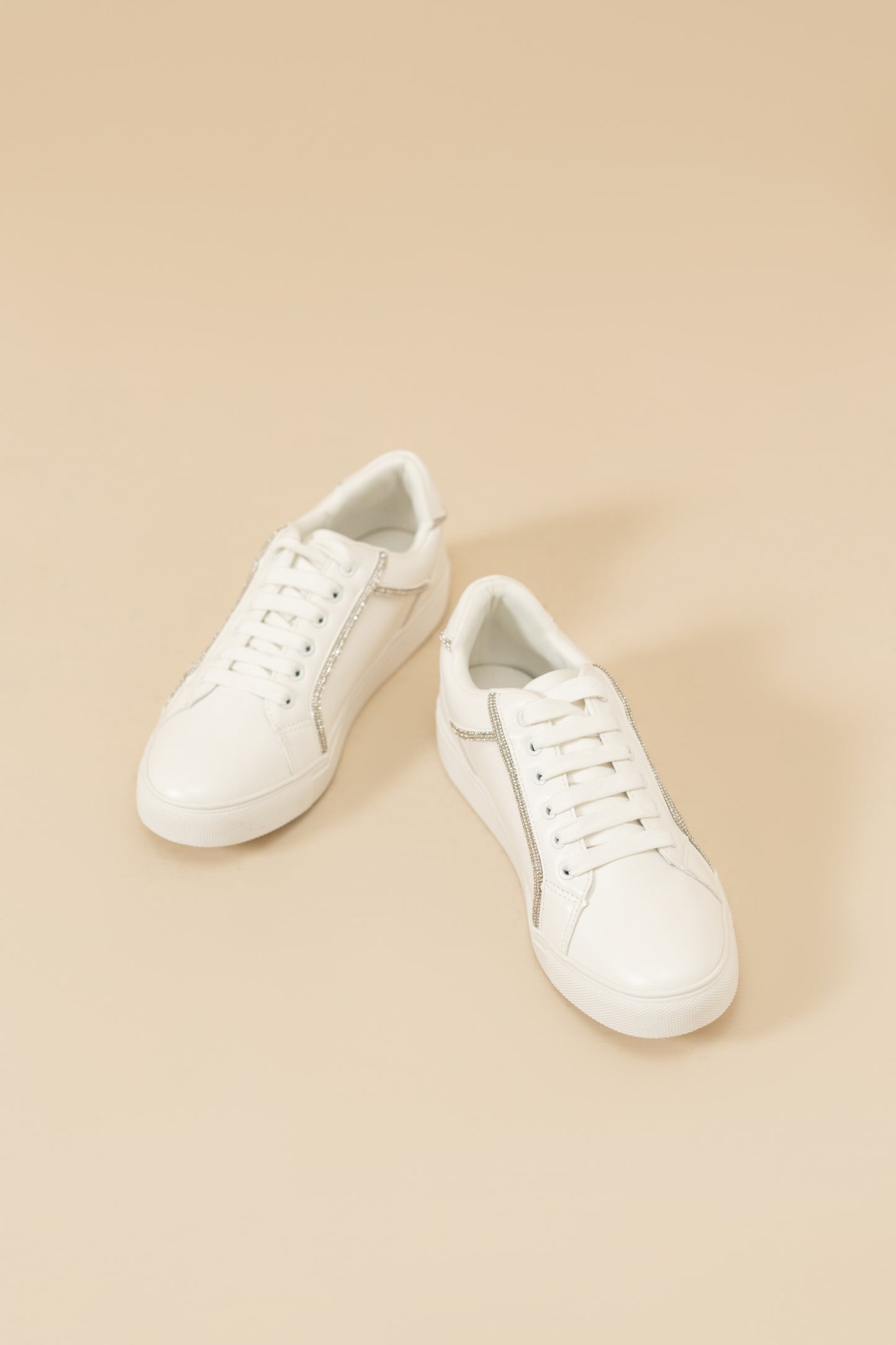 White Sneakers with Rhinestone detail