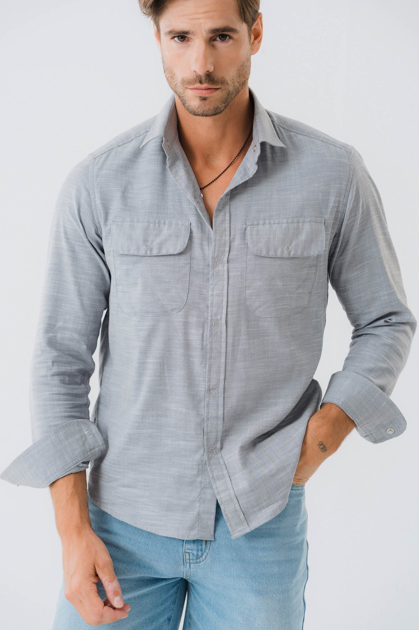 Grey Regular Fit Shirt - Hustle N Holla