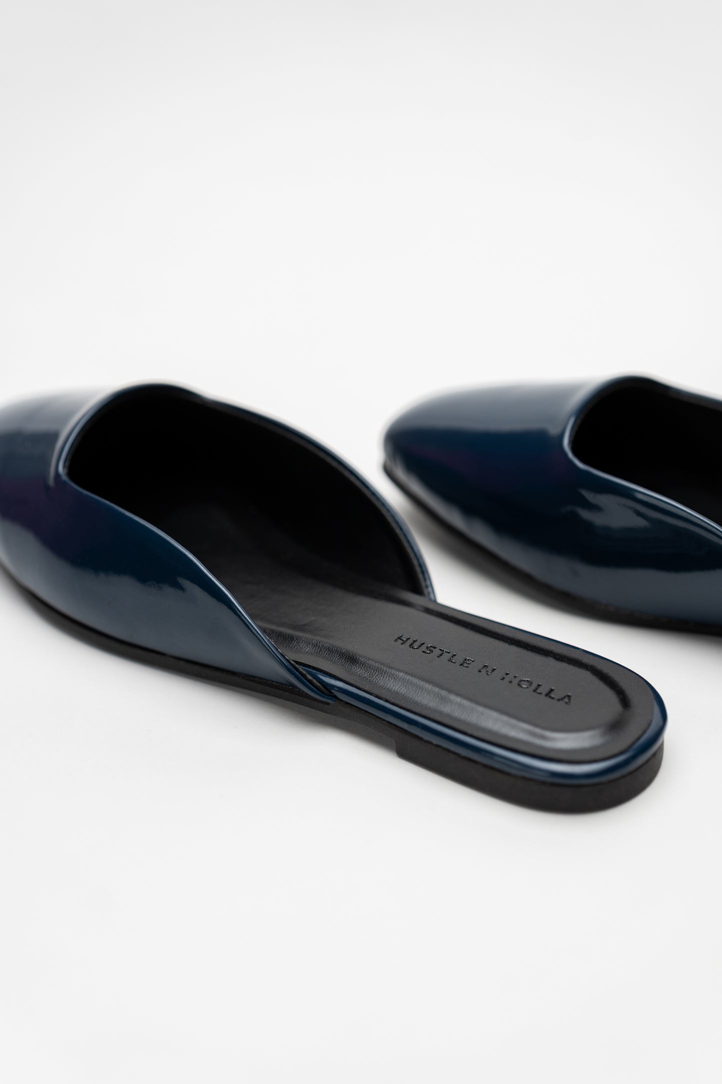 Navy Metallic Mules - Hustle N Holla