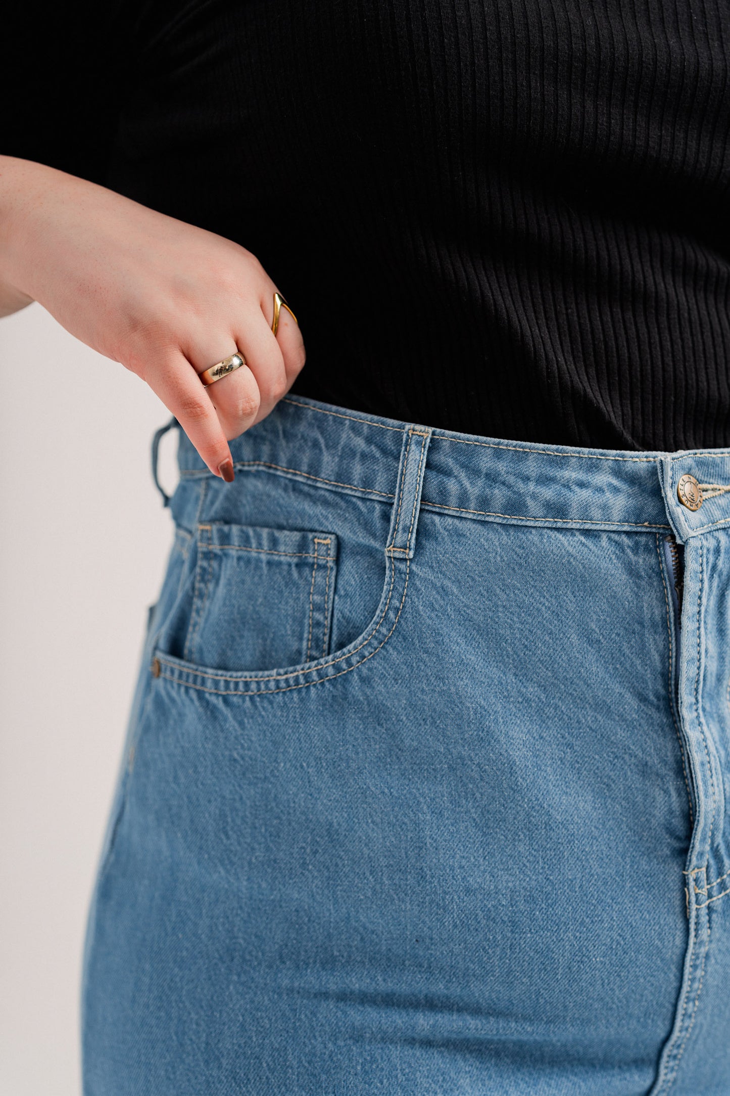 Light Blue Plus-Size Denim Maxi Skirt - Hustle N Holla