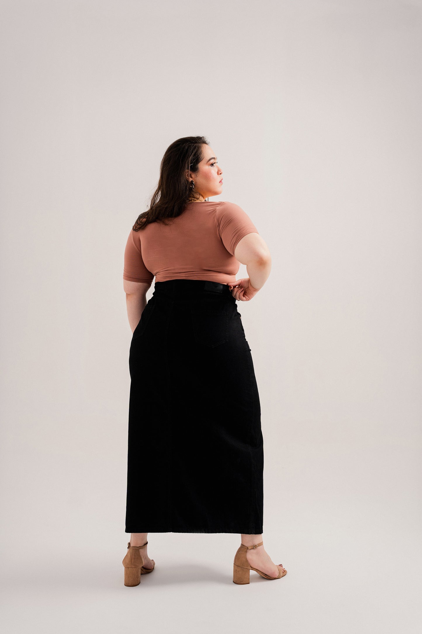 Black Plus-Size Denim Maxi Skirt - Hustle N Holla