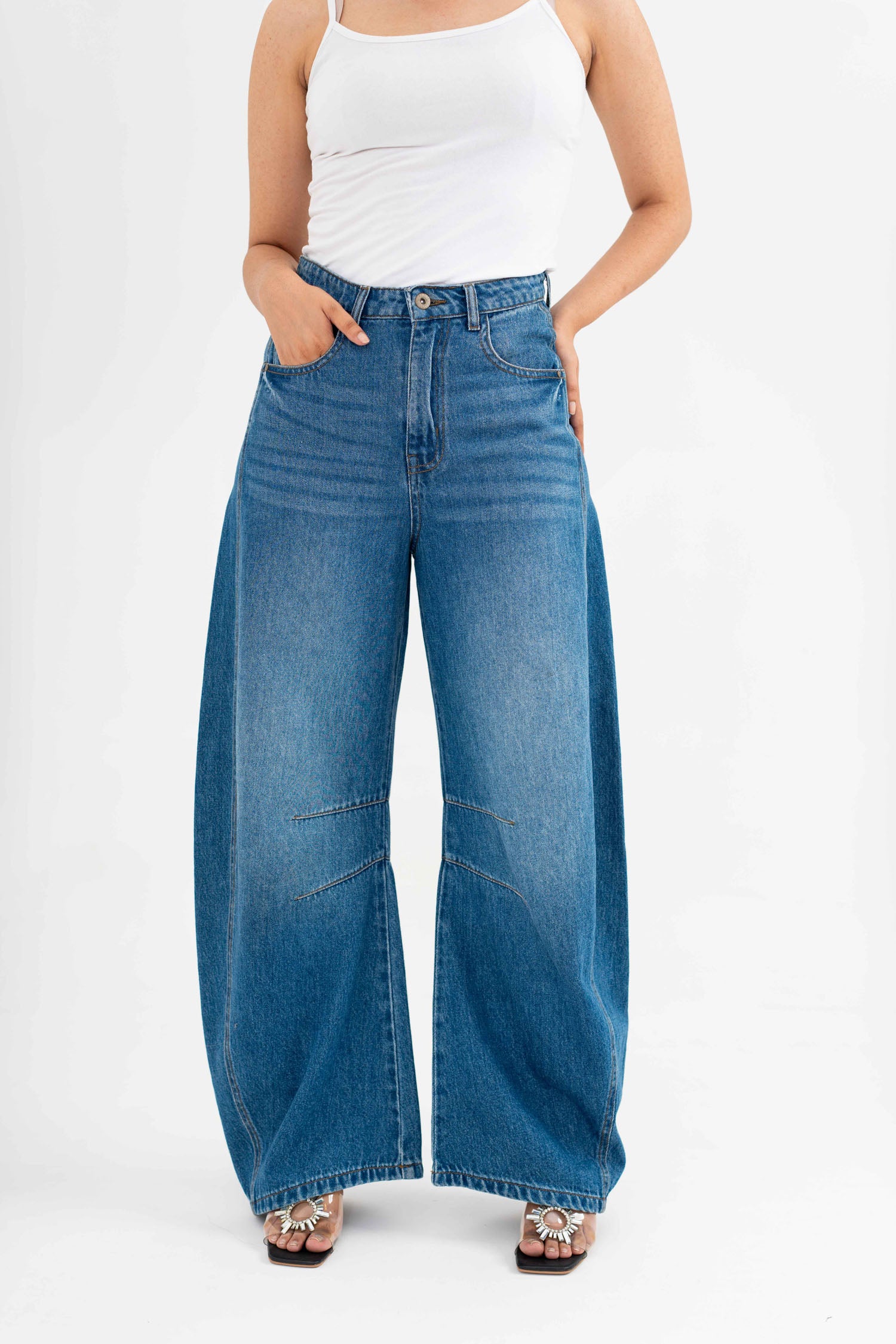 Light Blue Barrel Jeans - Hustle N Holla